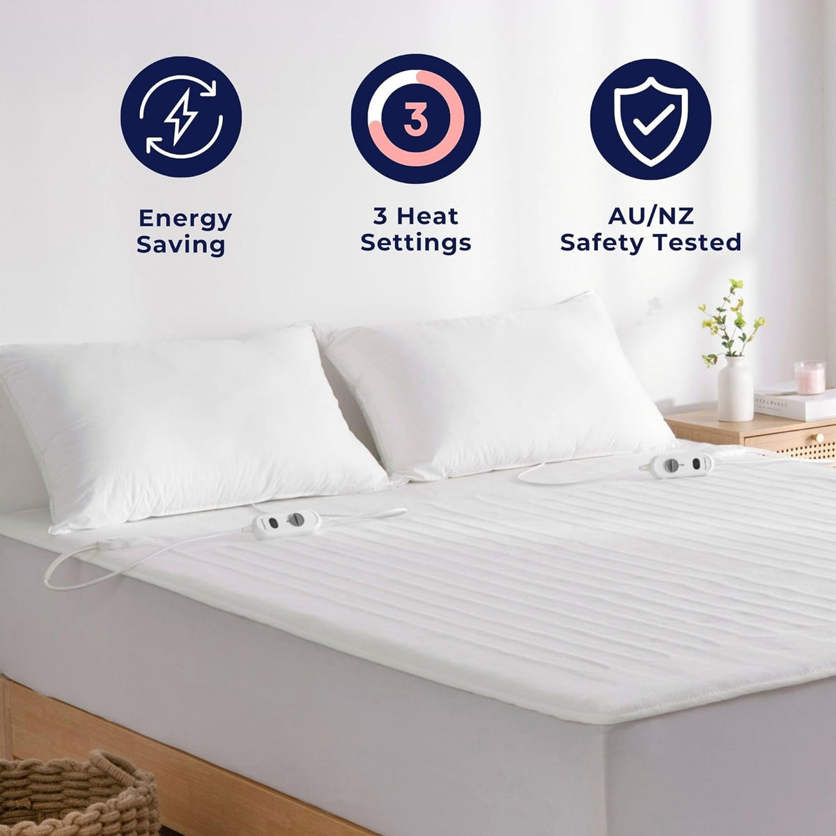 Dreamaker Dual Control Washable Electric Blanket 3 Heat Settings White NEW