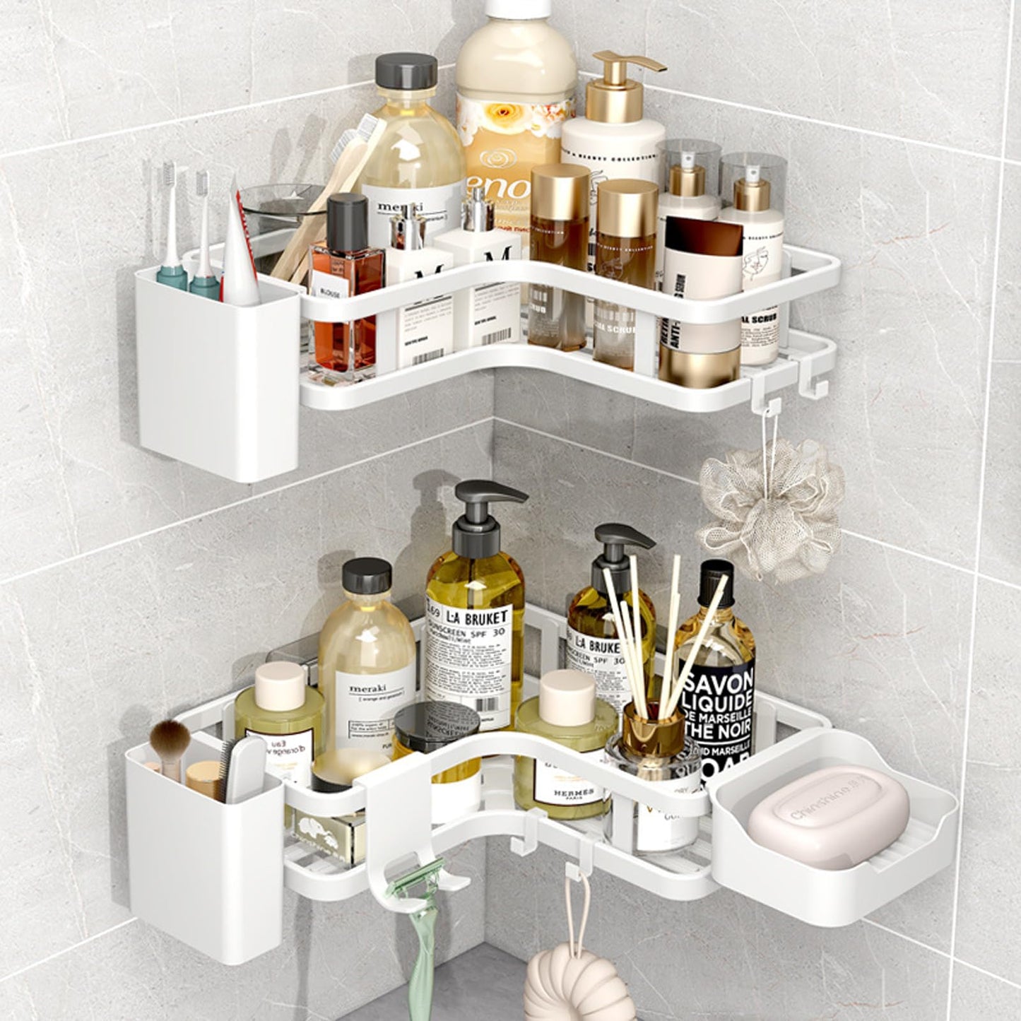 BZLMEAL Large Stainless Steel Bathroom Soap Dish Organizer Rust-Proof White NEW