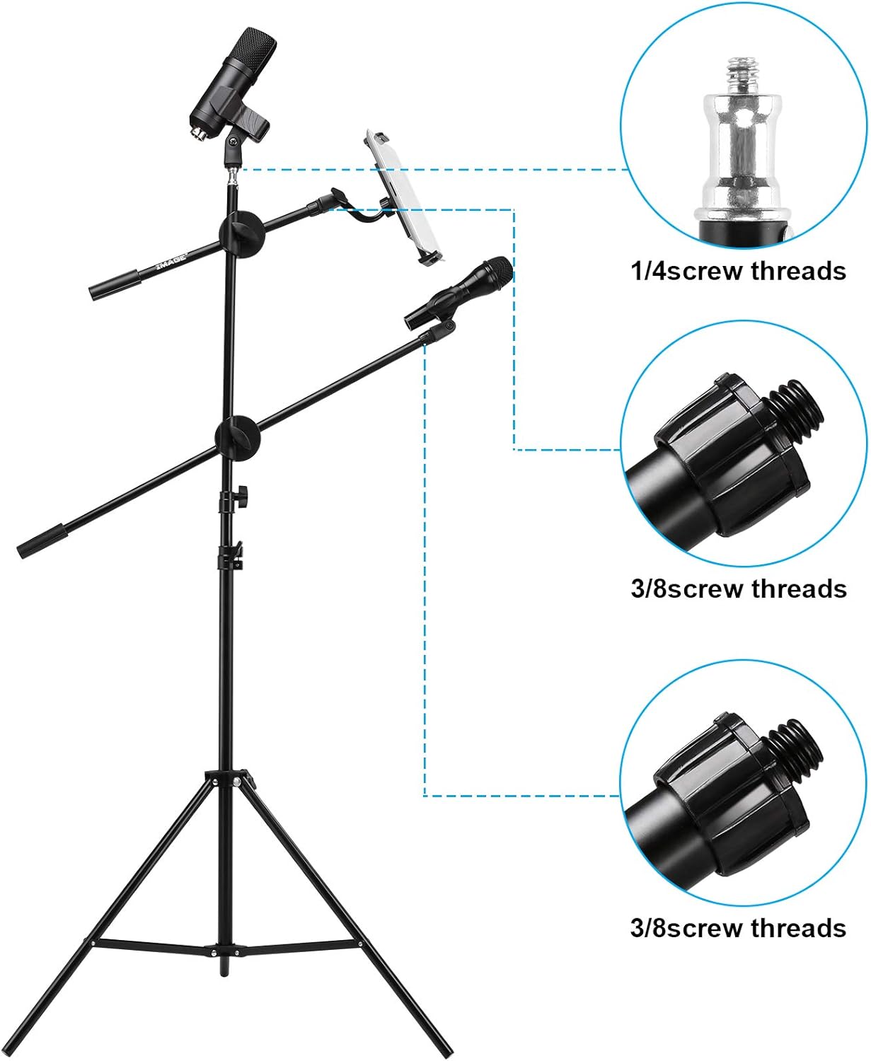 IMAGE Collapsible Stands Adjustable Microphone Stand with Clip Holder for DEMO