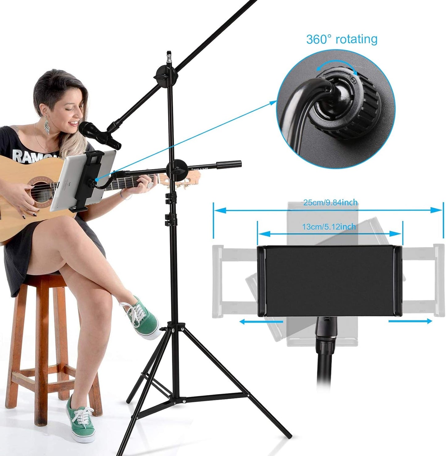 IMAGE Collapsible Stands Adjustable Microphone Stand with Clip Holder for DEMO