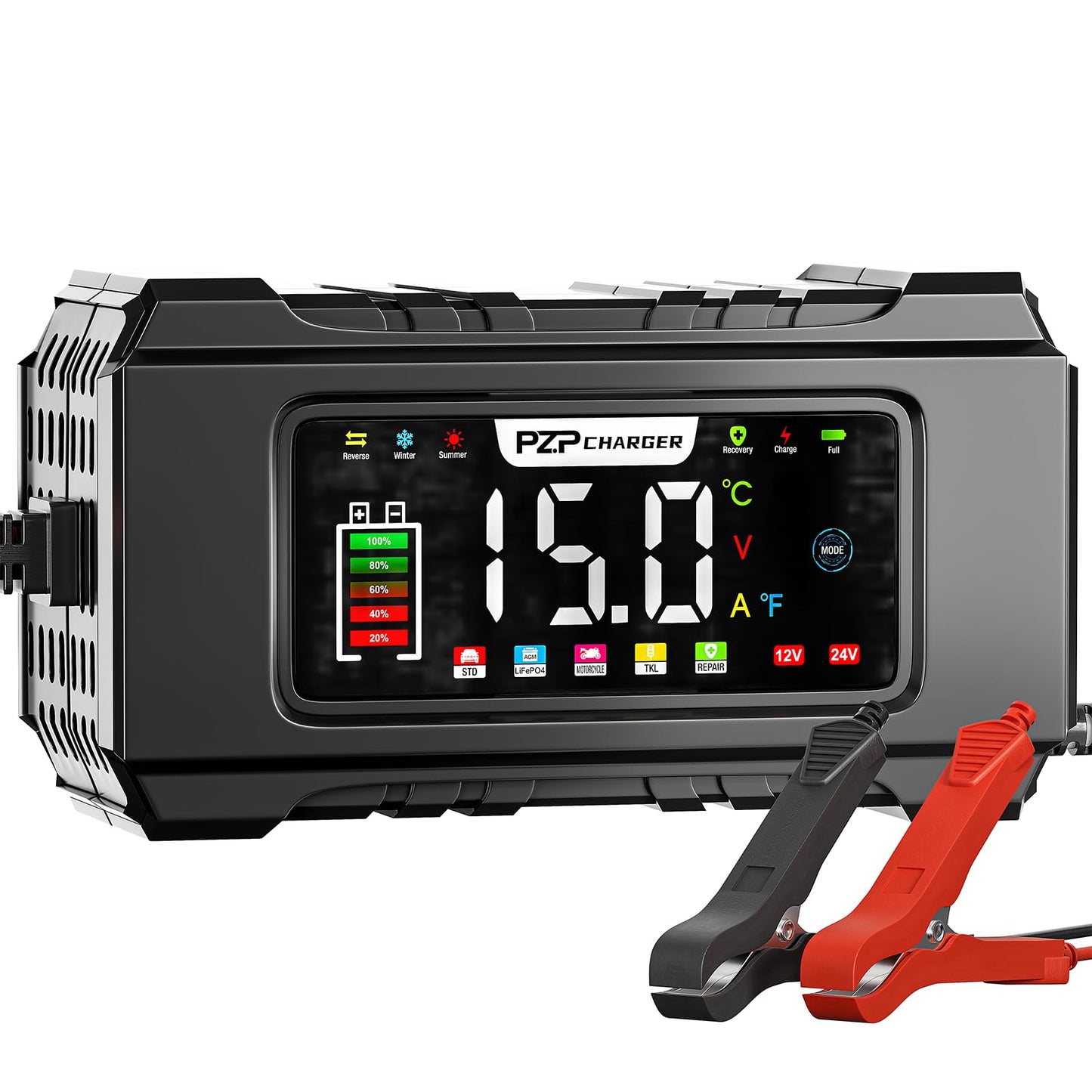 PZ.P 15-Amp Smart Battery Charger and Maintainer for 12V/24V Vehicles DEMO