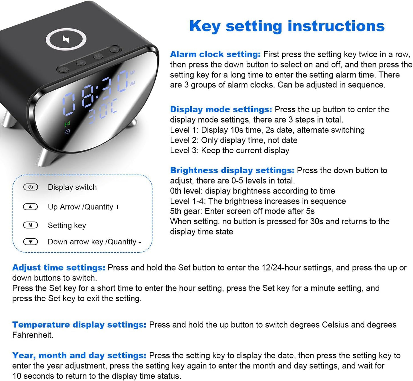 FDGAO 15W Induction Chargers Fast Wireless Charging Station with Digital DEMO