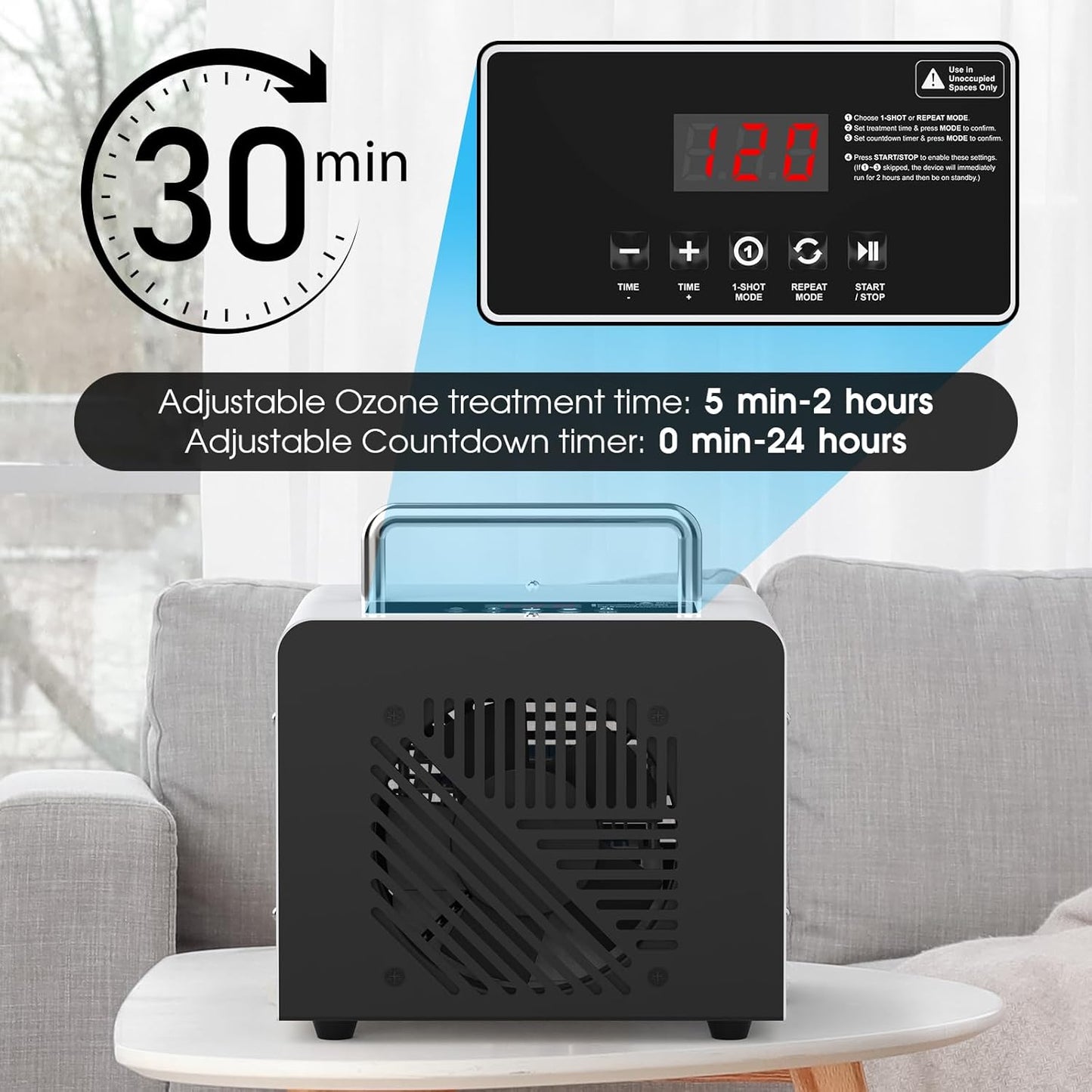 ADVWIN Ozone Air Purifiers Generator Air Purifier Machine with Digital LCD DEMO