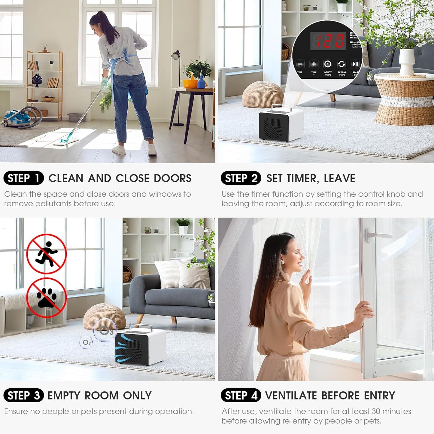 ADVWIN Ozone Air Purifiers Generator Air Purifier Machine with Digital LCD DEMO