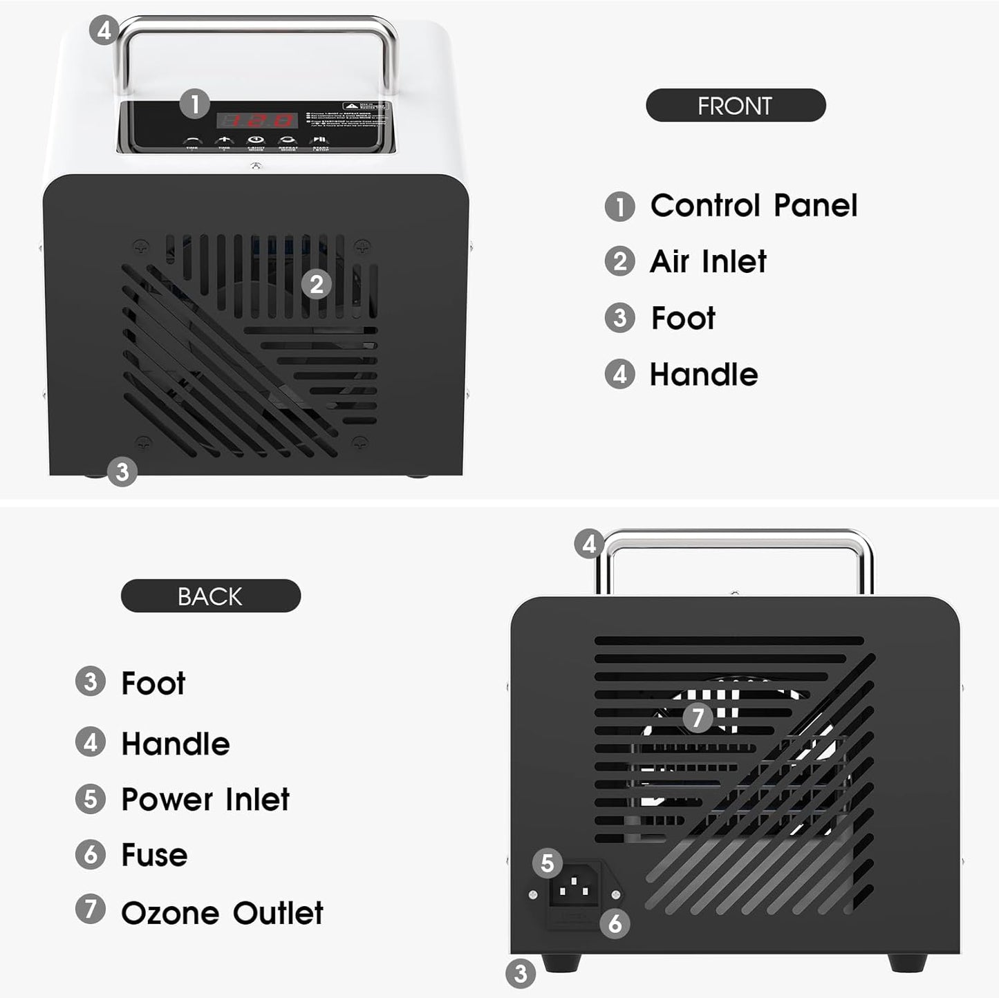 ADVWIN Ozone Air Purifiers Generator Air Purifier Machine with Digital LCD DEMO