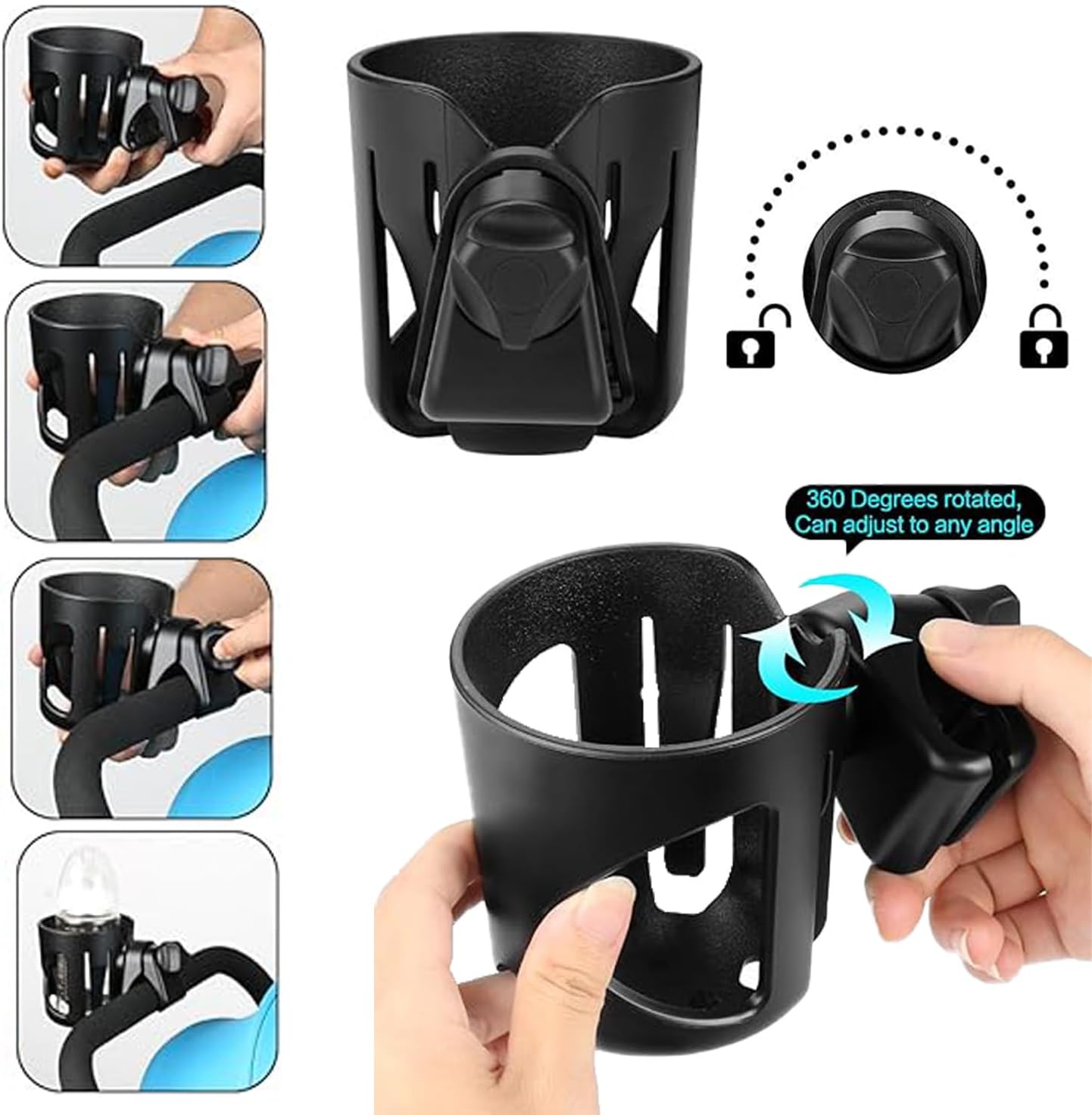 YIQFOCA Adjustable Cup Holder for Bicycle Trolley Multi-Purpose Drinks DEMO