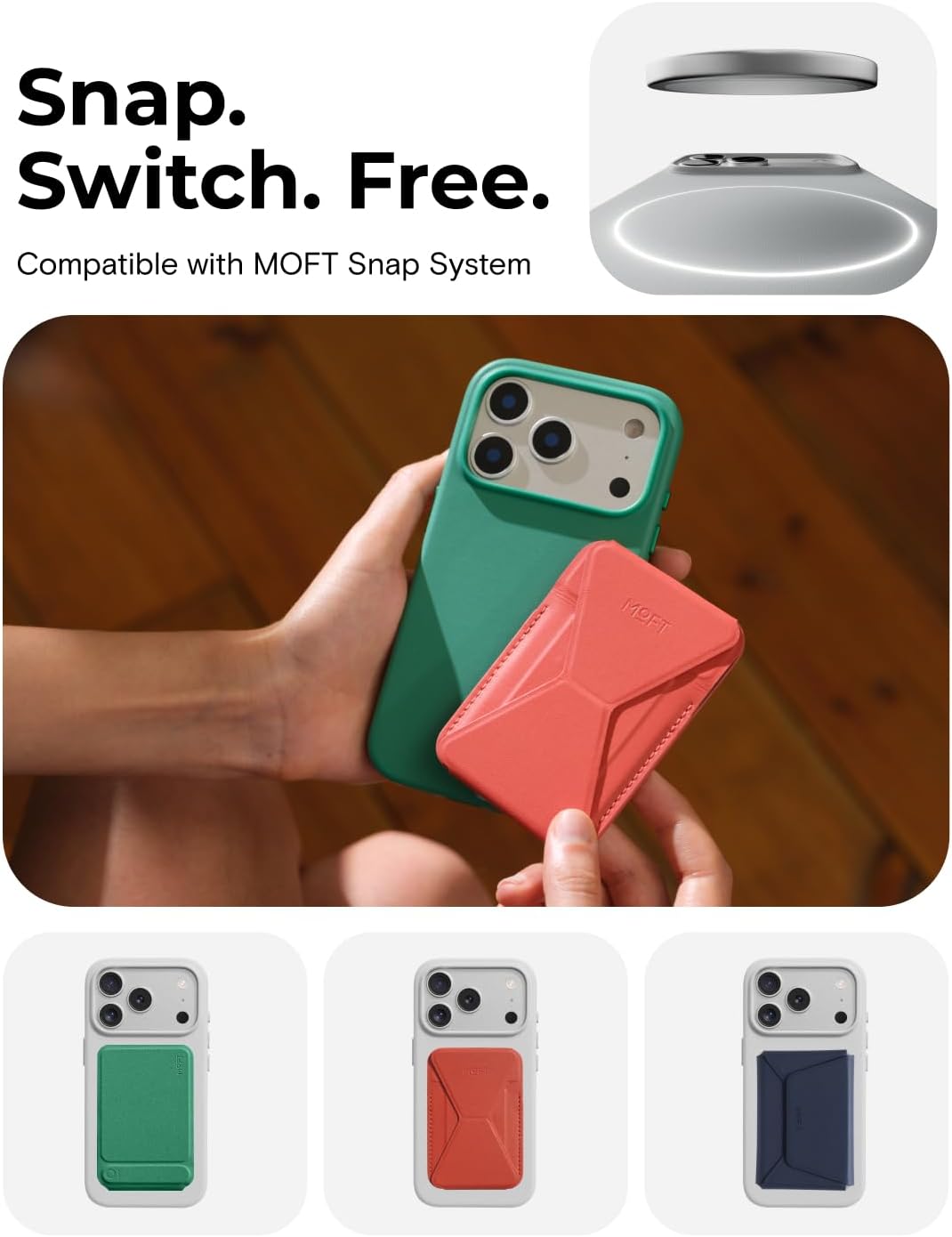 MOFT Snap-On Basic Cases Vegan Leather iPhone Case in Soft-Touch Taupe - DEMO