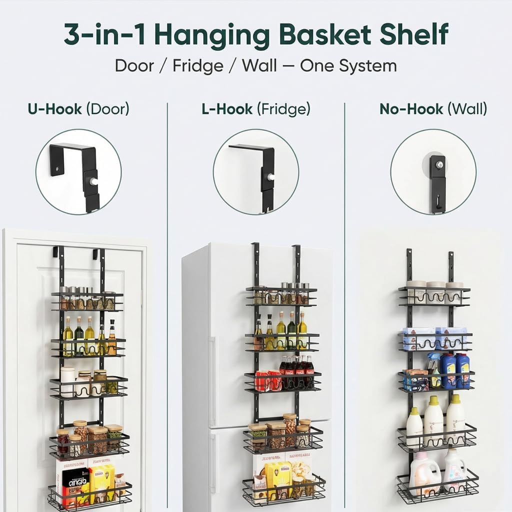 ccook 5-Tier Adjustable Over the Door Shower Caddy Bathroom Organizer Shelf DEMO