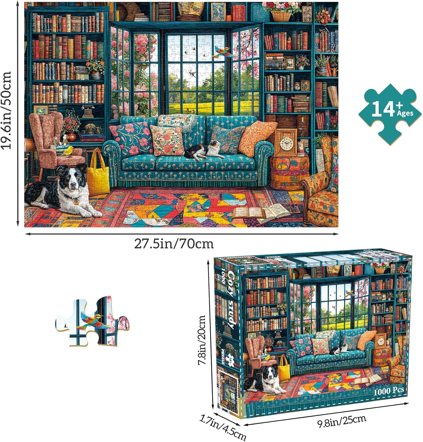 Chalzidar 1000 Piece Cozy Study Jigsaw Puzzle for Adults - Interlocking DEMO