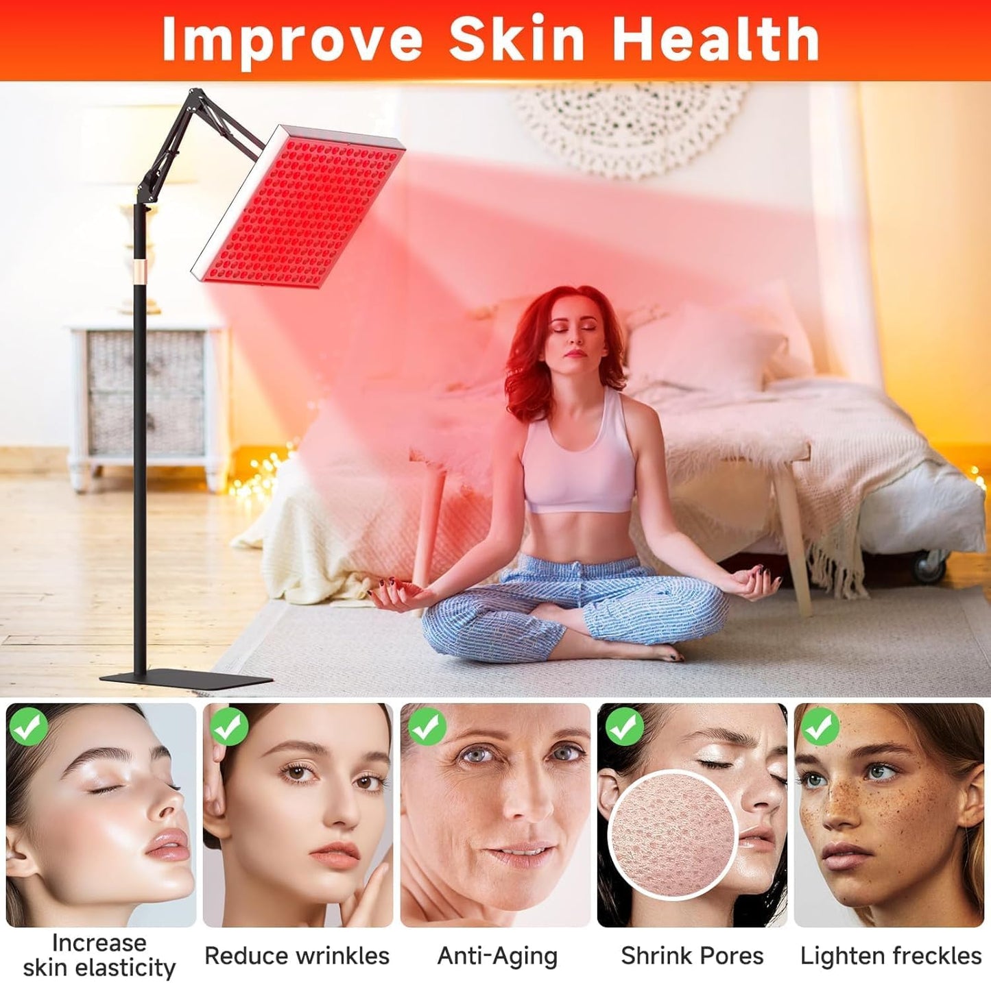 MINYII Black Light Therapy Lamp for Face & Body with Adjustable Stand DEMO