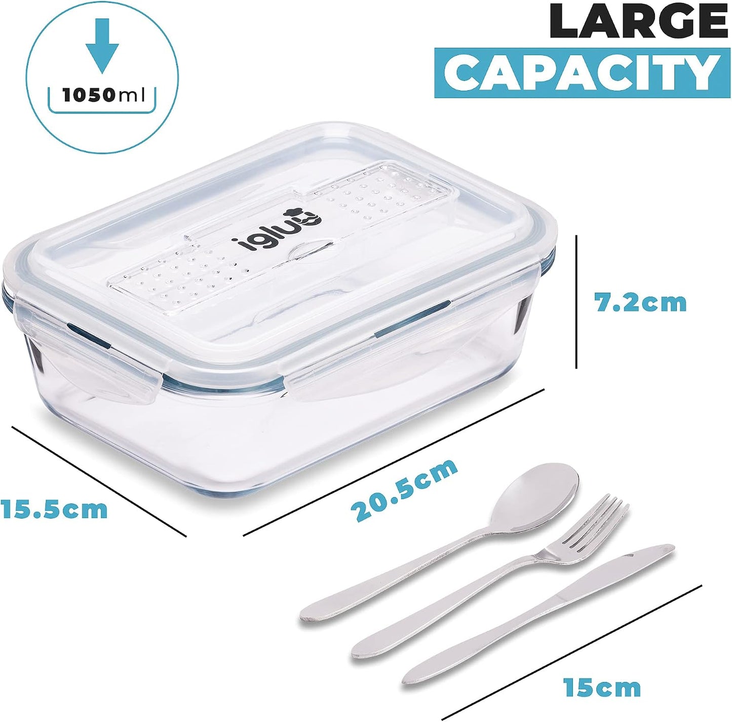 Igluu Meal Container Sets Prep Glass Food Storage Containers Set 3 Pack 1L NEW