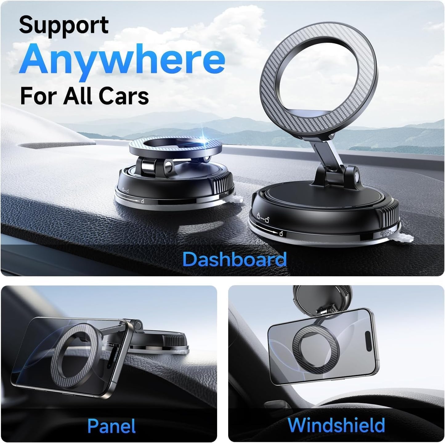 ANDERY Heavy Duty Magnetic Car Phone Holder - Strongest Suction for Secure DEMO
