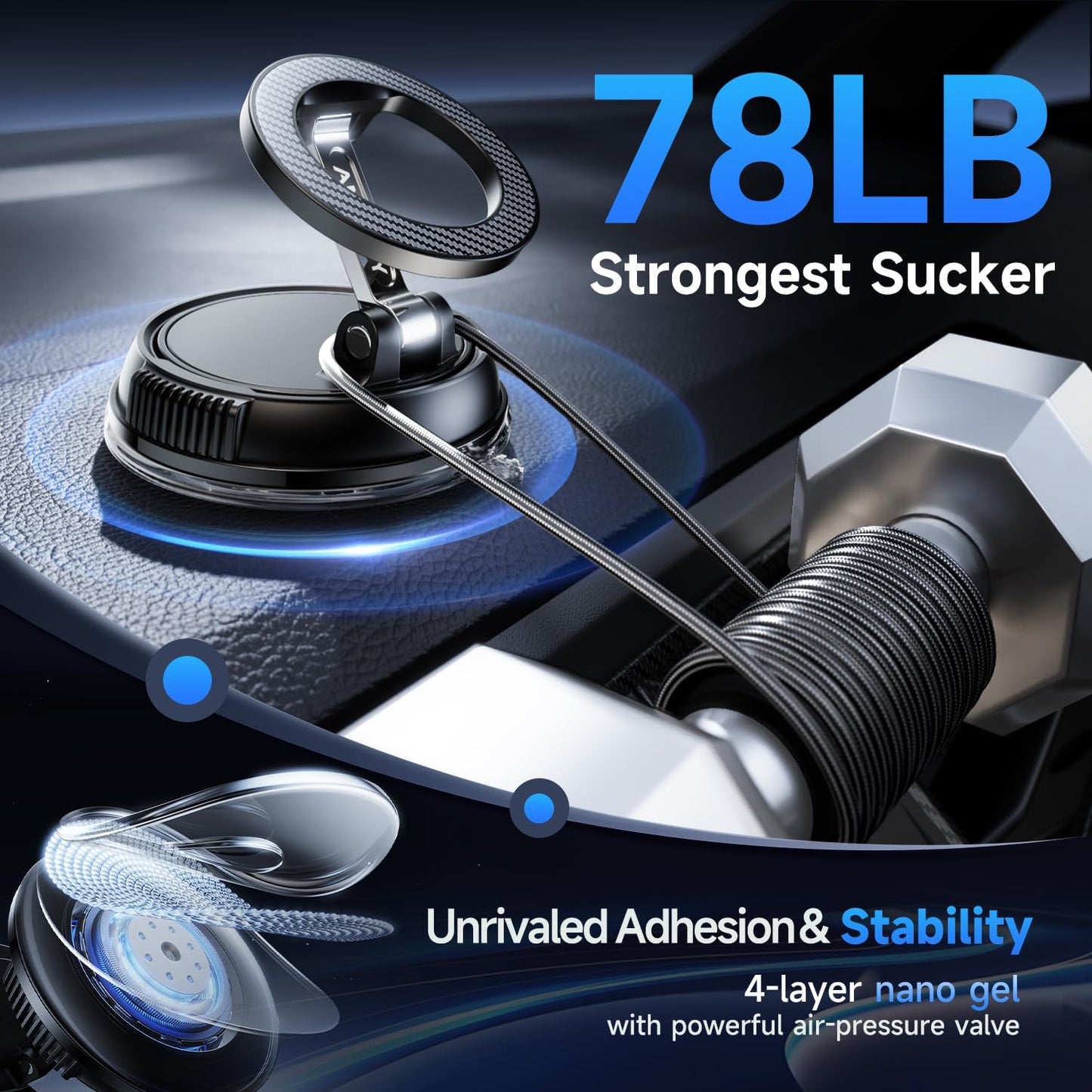 ANDERY Heavy Duty Magnetic Car Phone Holder - Strongest Suction for Secure DEMO