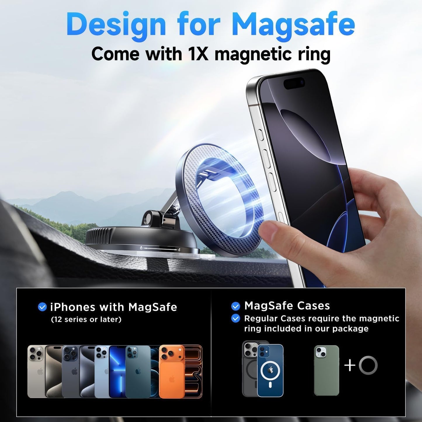 ANDERY Heavy Duty Magnetic Car Phone Holder - Strongest Suction for Secure DEMO