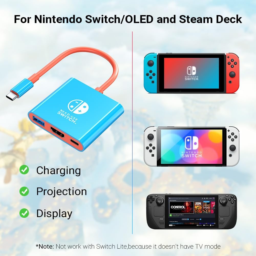 QIHEBEN Portable Accessory Kits Nintendo Switch Dock 4K HDMI TV Adapter - DEMO
