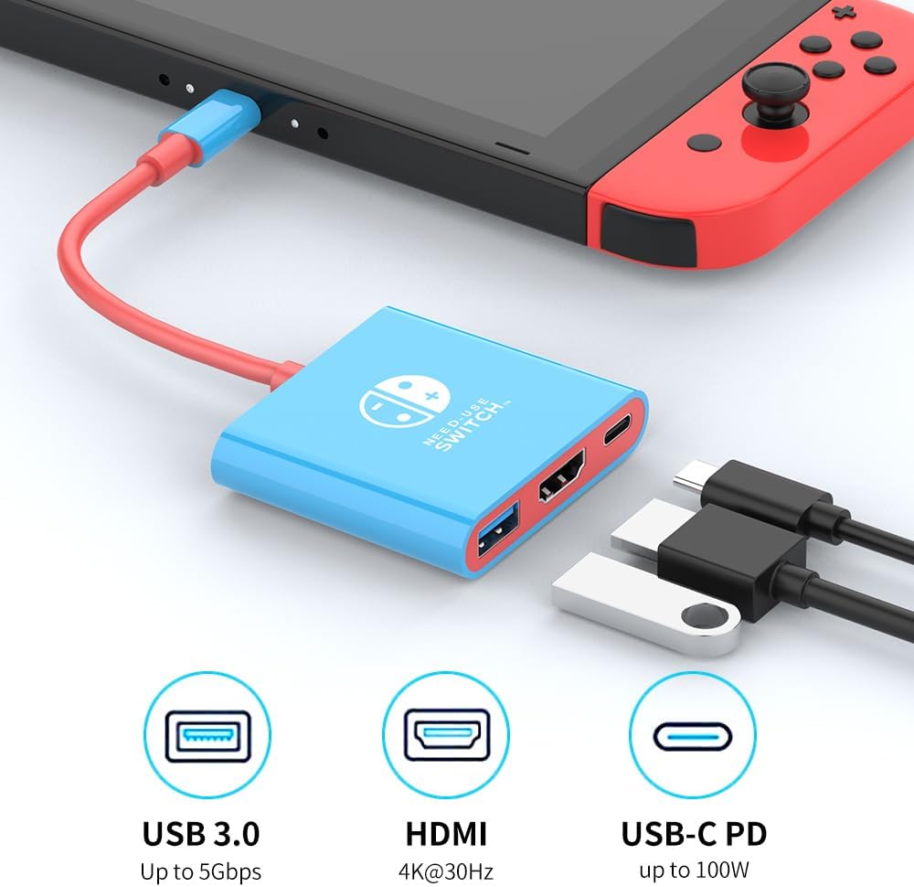 QIHEBEN Portable Accessory Kits Nintendo Switch Dock 4K HDMI TV Adapter - DEMO