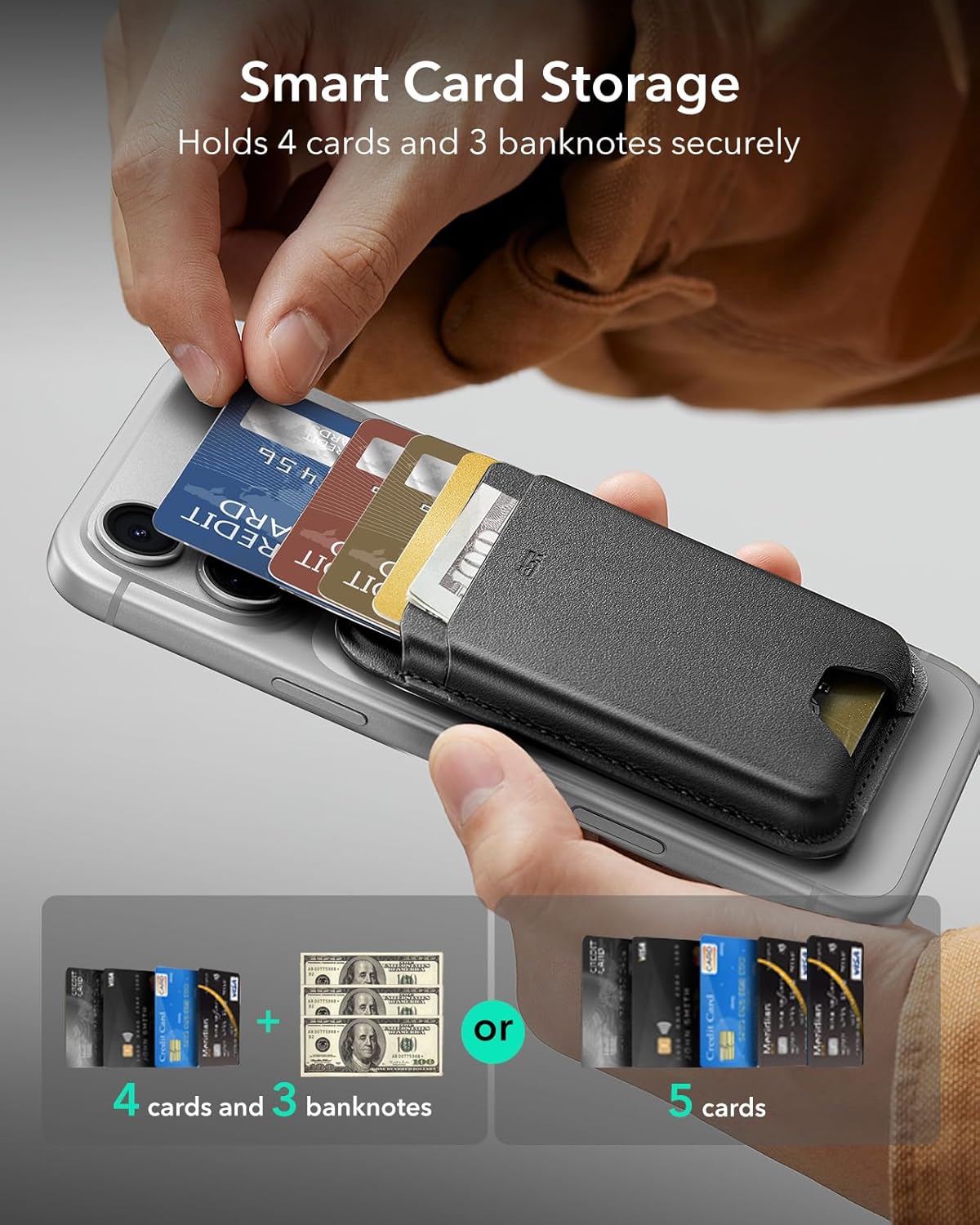 ESR RFID Blocking Adhesive Card Holder with MagSafe Compatibility for DEMO