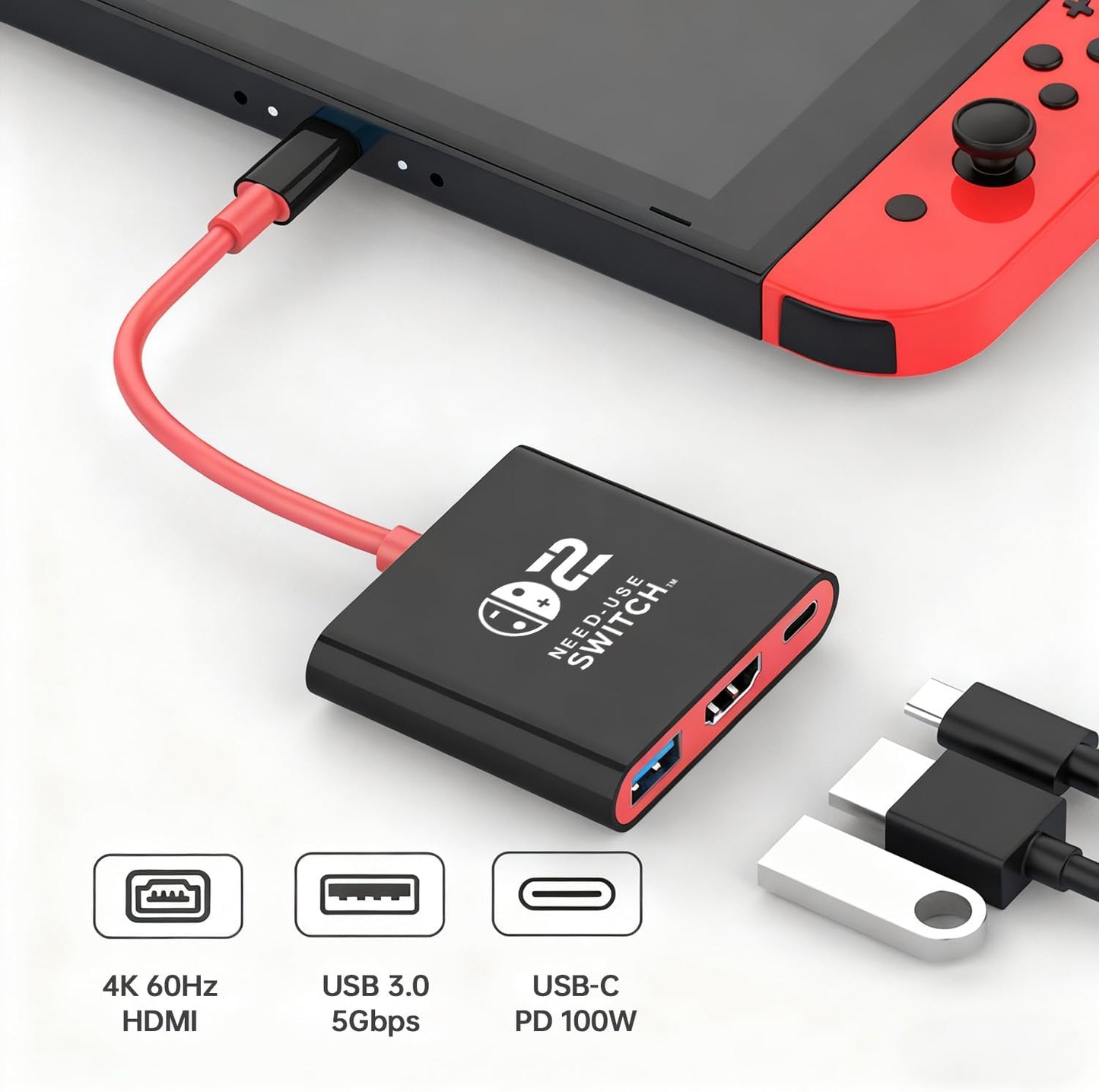 AHGEIIY Black Nintendo Switch Docking Station Upgrade for Home & Travel DEMO