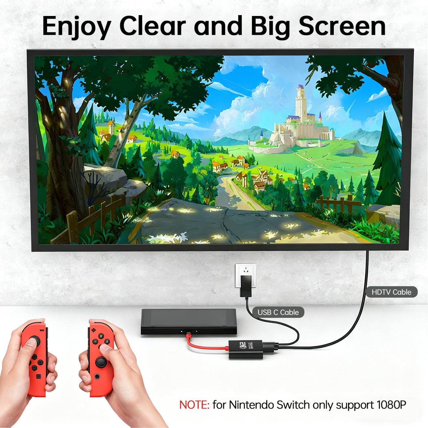AHGEIIY Black Nintendo Switch Docking Station Upgrade for Home & Travel DEMO
