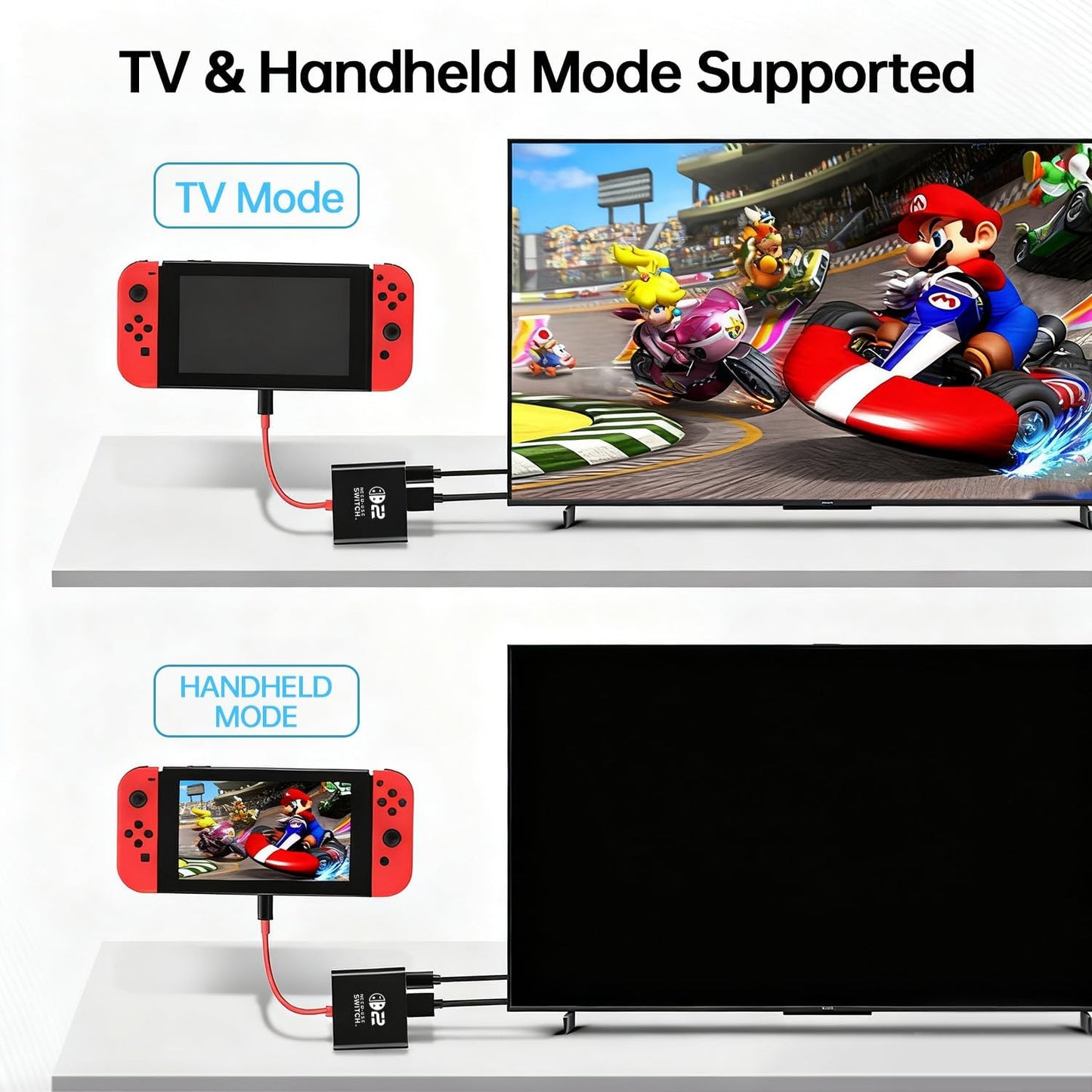 AHGEIIY Black Nintendo Switch Docking Station Upgrade for Home & Travel DEMO
