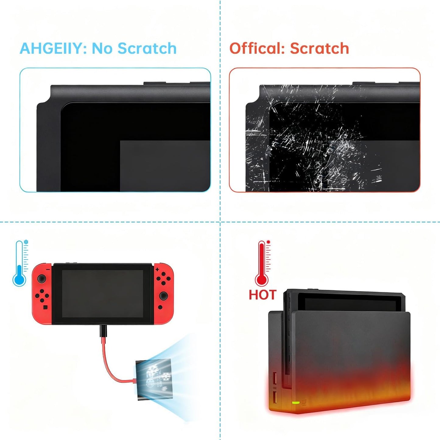 AHGEIIY Black Nintendo Switch Docking Station Upgrade for Home & Travel DEMO