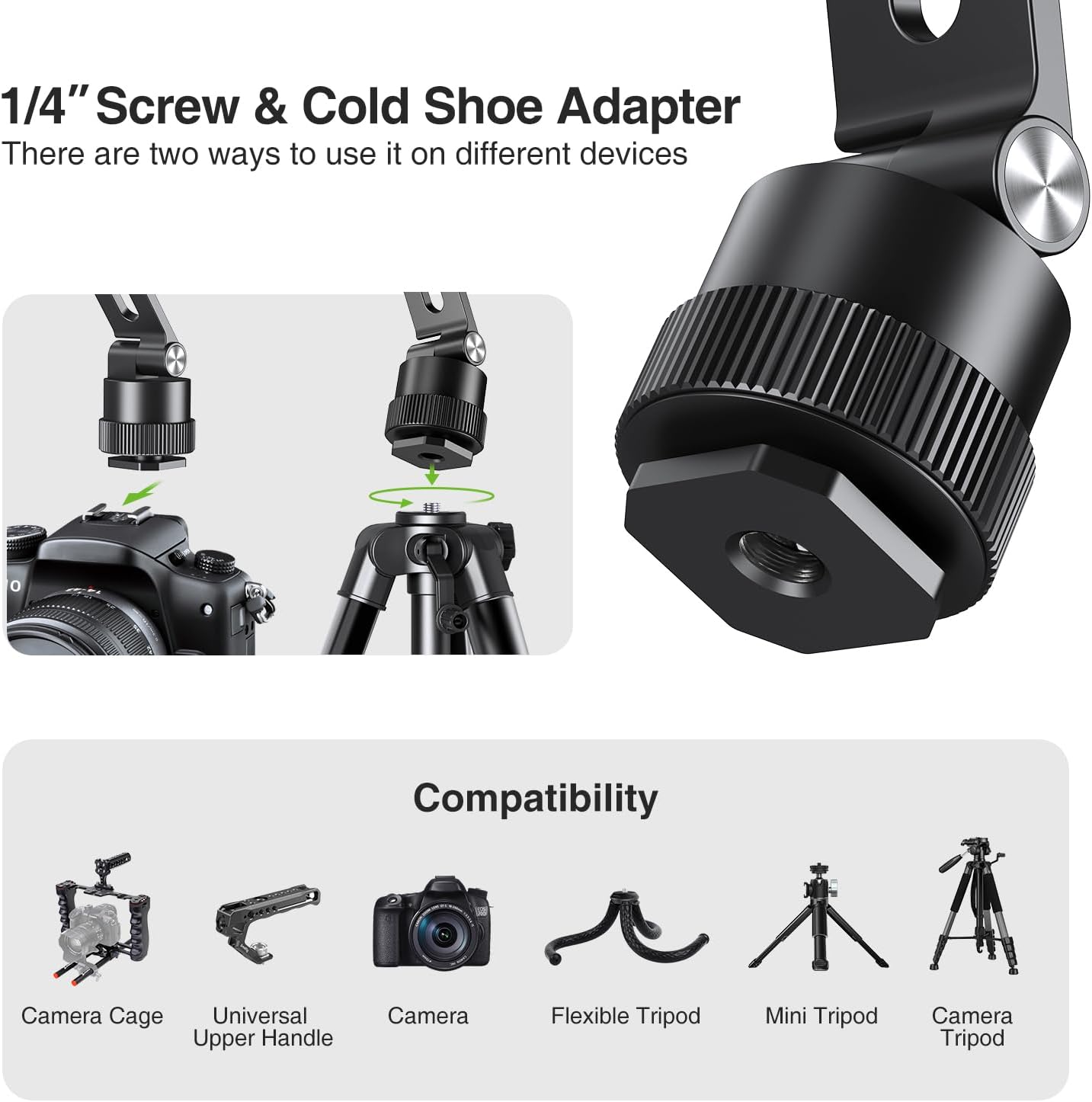 Elitehood Magnetic Phone Tripod Mount Aluminum Black iPhone Holder for DEMO