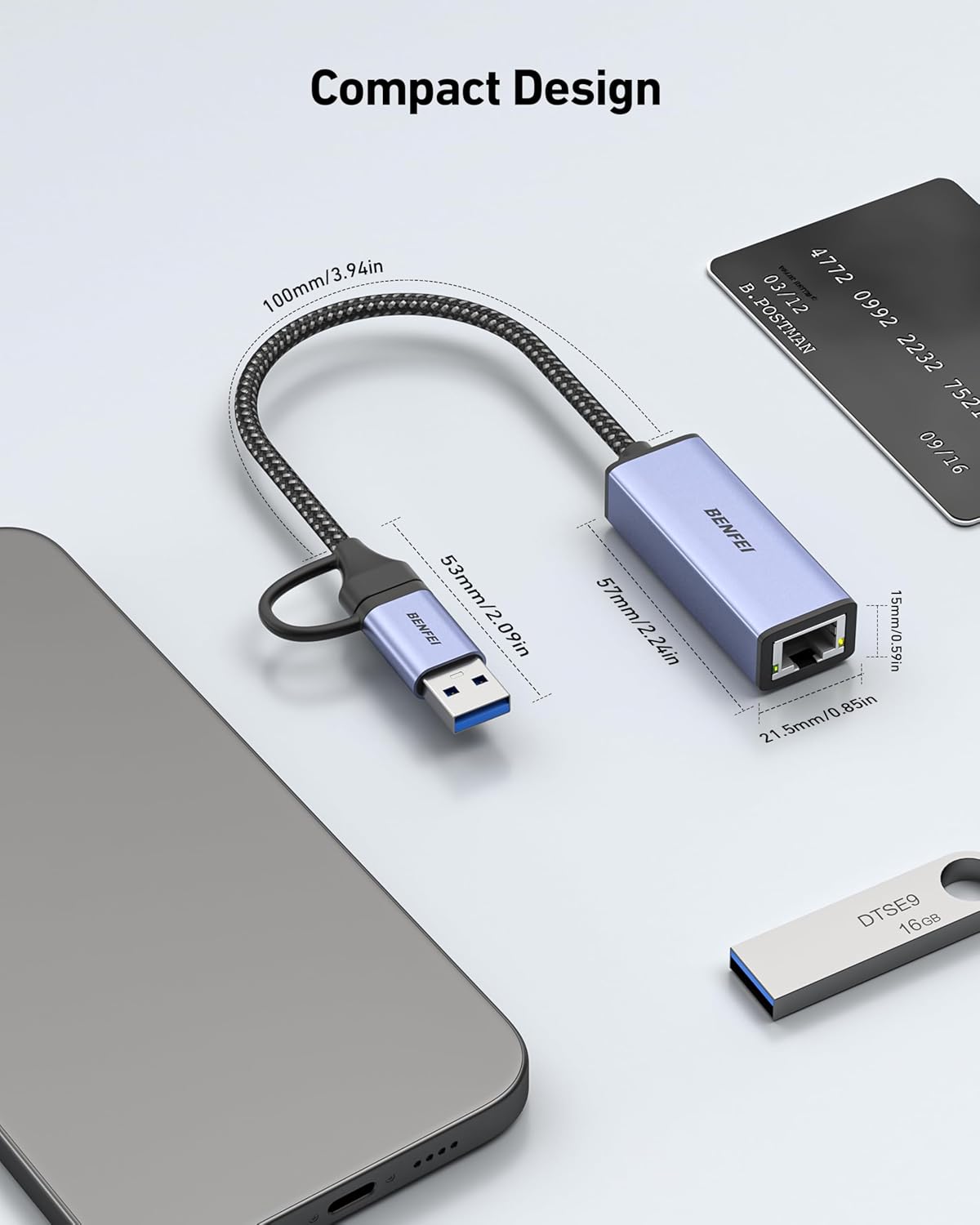 BENFEI USB 3.0 to Gigabit Ethernet Adapter, RJ45 LAN Network Converter, DEMO