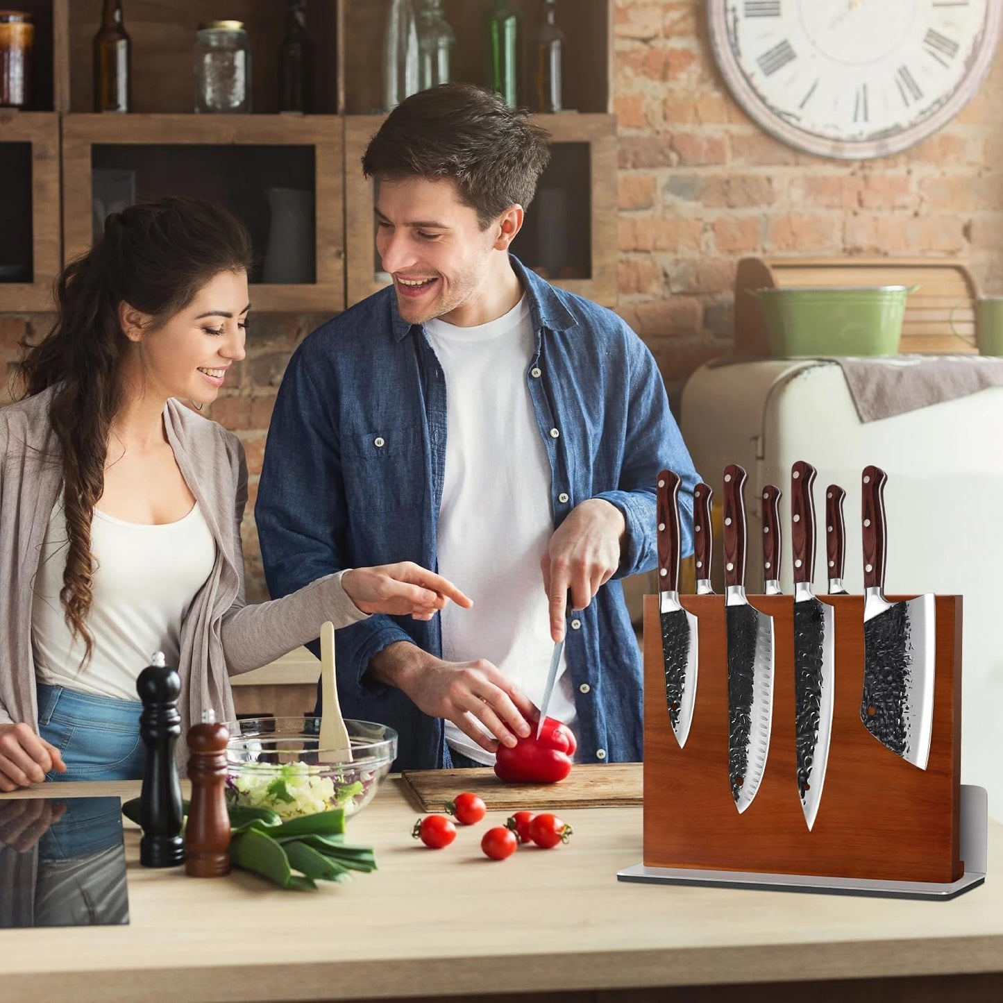 MisenFar Magnetic Knife Holder Block, Double-Sided with Anti-Slip Base, DEMO