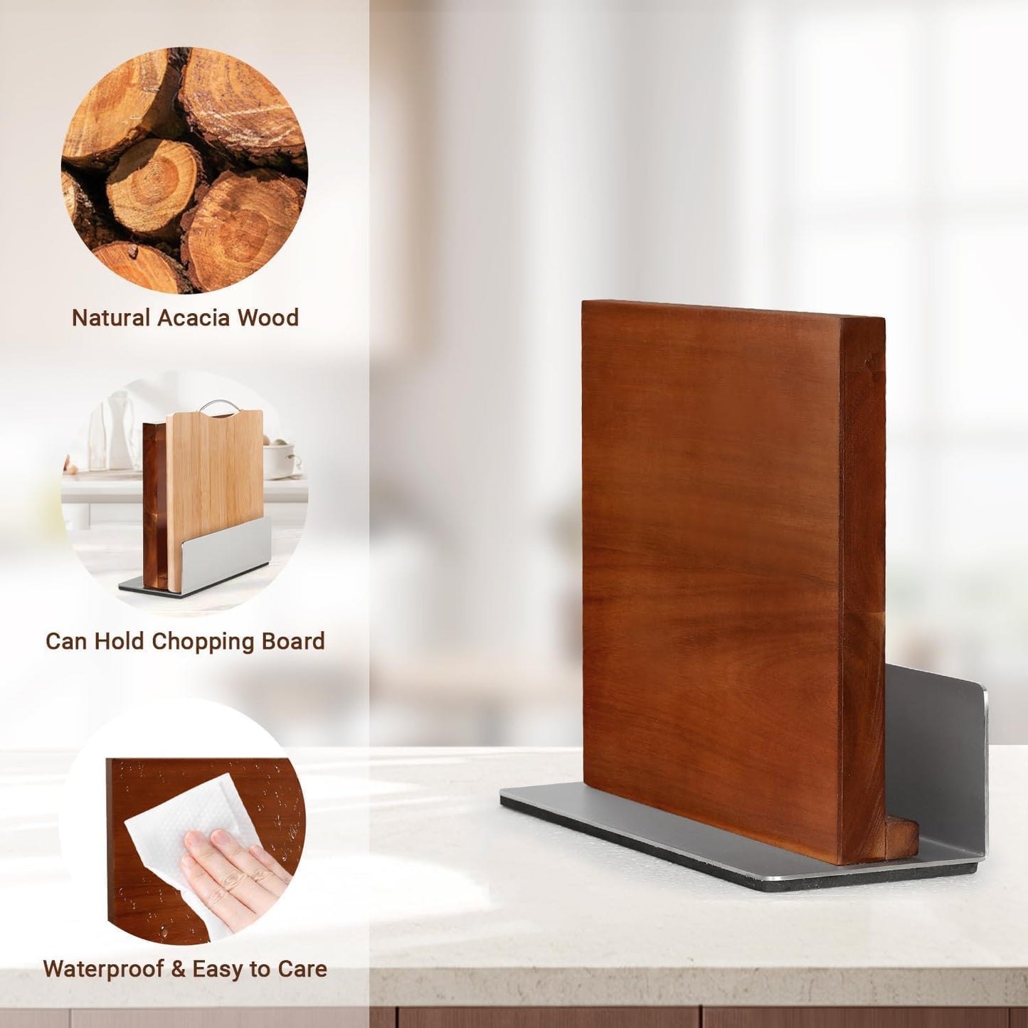 MisenFar Magnetic Knife Holder Block, Double-Sided with Anti-Slip Base, DEMO
