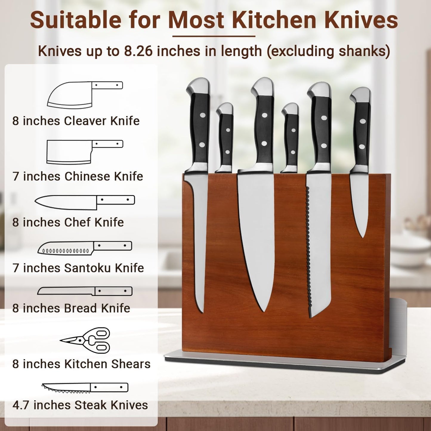 MisenFar Magnetic Knife Holder Block, Double-Sided with Anti-Slip Base, DEMO