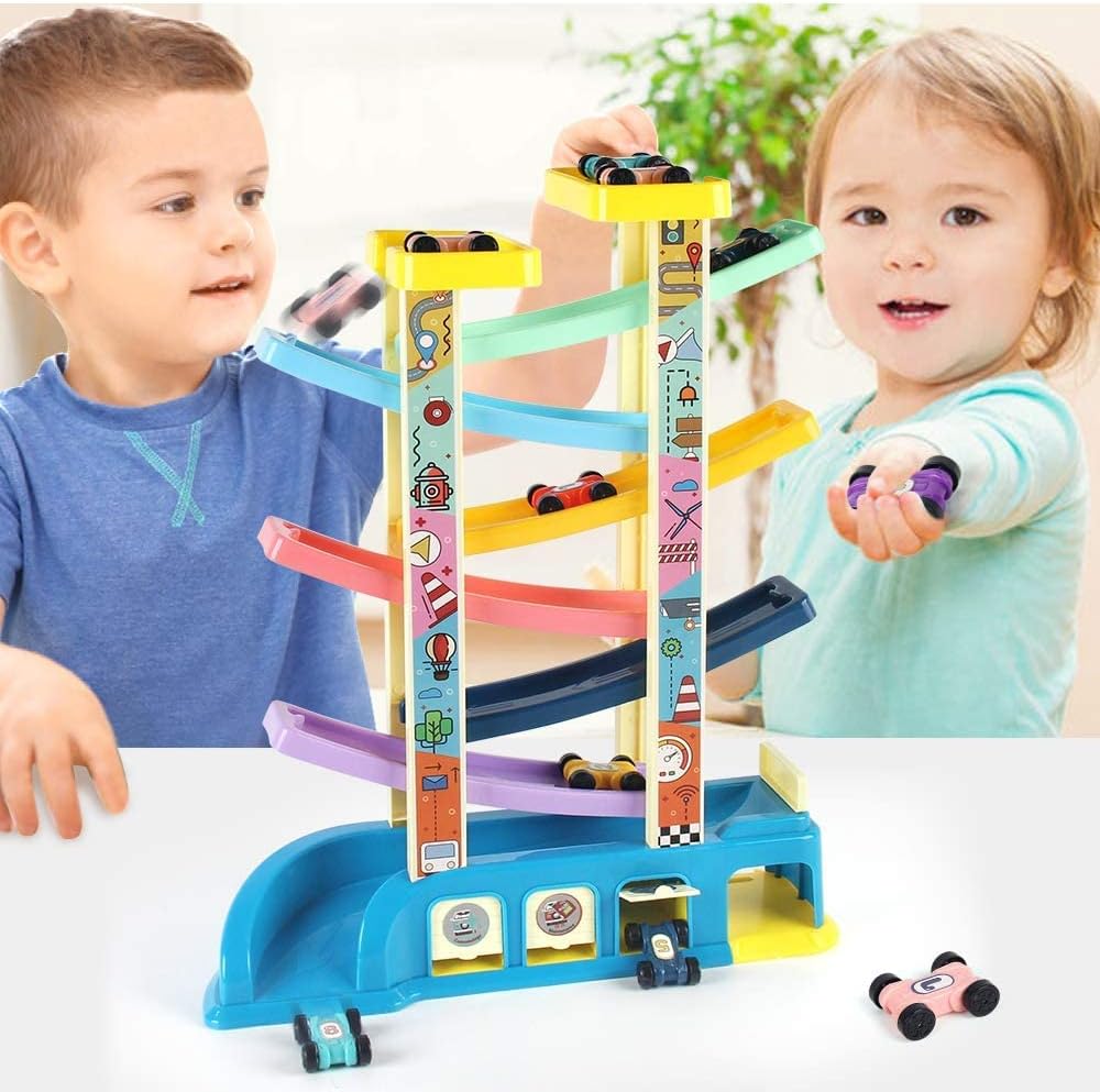 Uandhome Multicolored Motor Vehicles Toddler Car Ramp Racer Toys, 35 x 45 DEMO