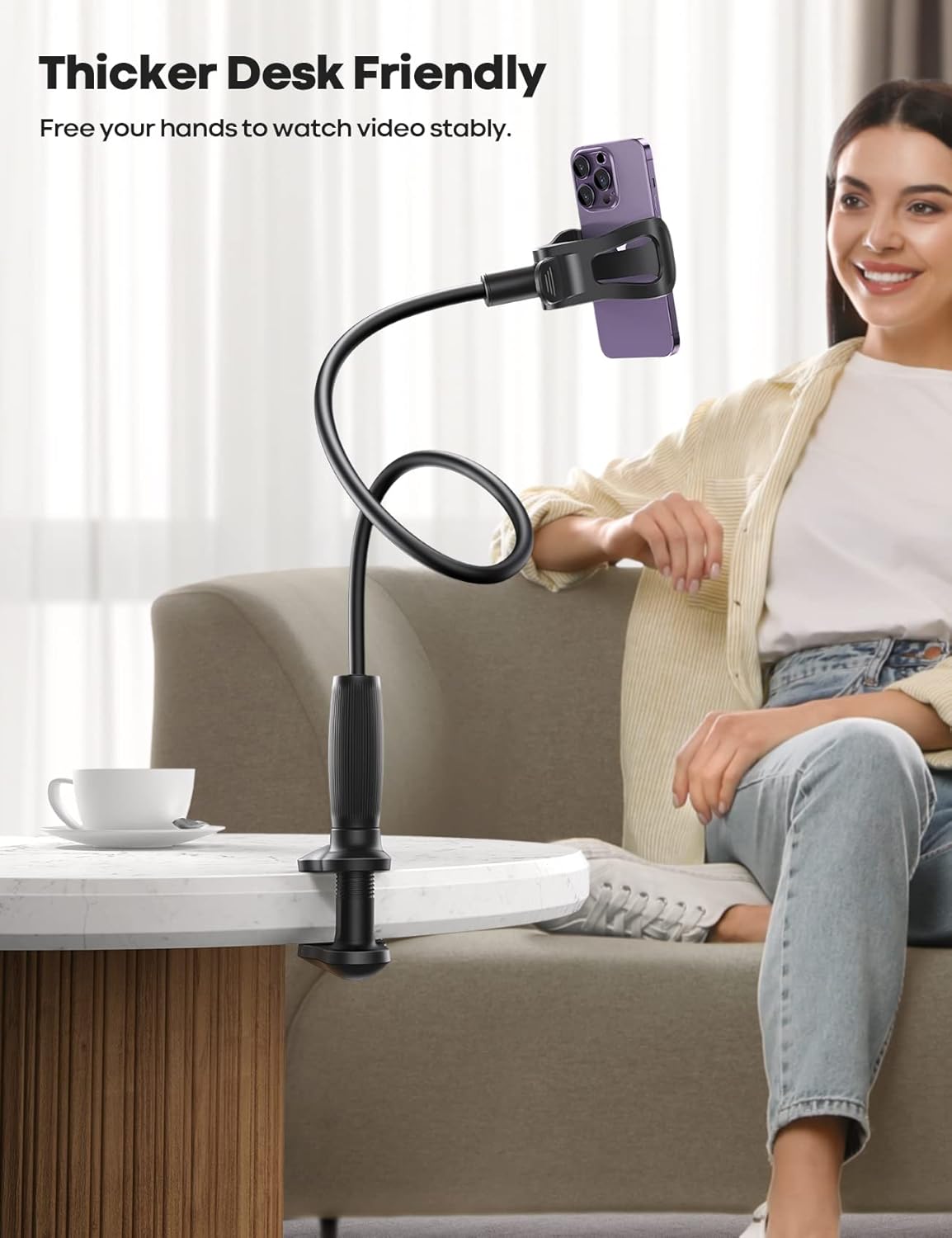 Lamicall Gooseneck Phone Holder Upgraded Stable Clip for Desk Headboard DEMO