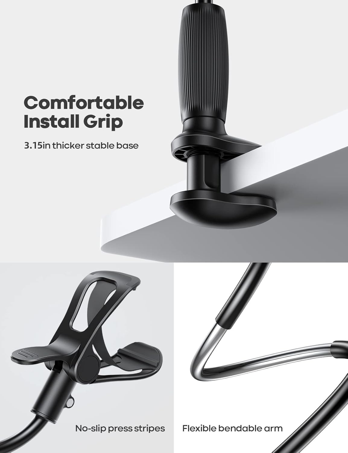 Lamicall Gooseneck Phone Holder Upgraded Stable Clip for Desk Headboard DEMO
