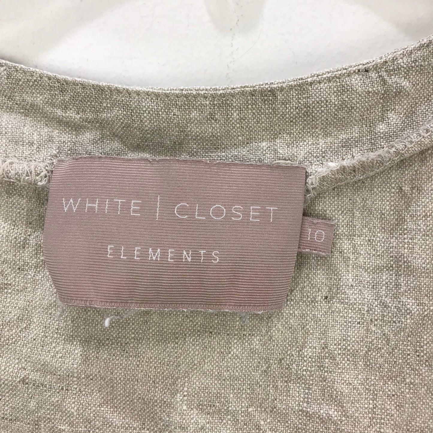 White Closet Elements Linen Square Neck Sleeveless Tank Top Beige Size 10
