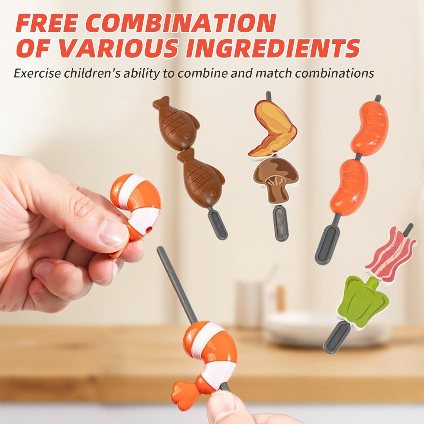 HUAJUN Kids Play Kitchen Toys 51 Piece Cookware Playset BBQ Grill Set Red NEW