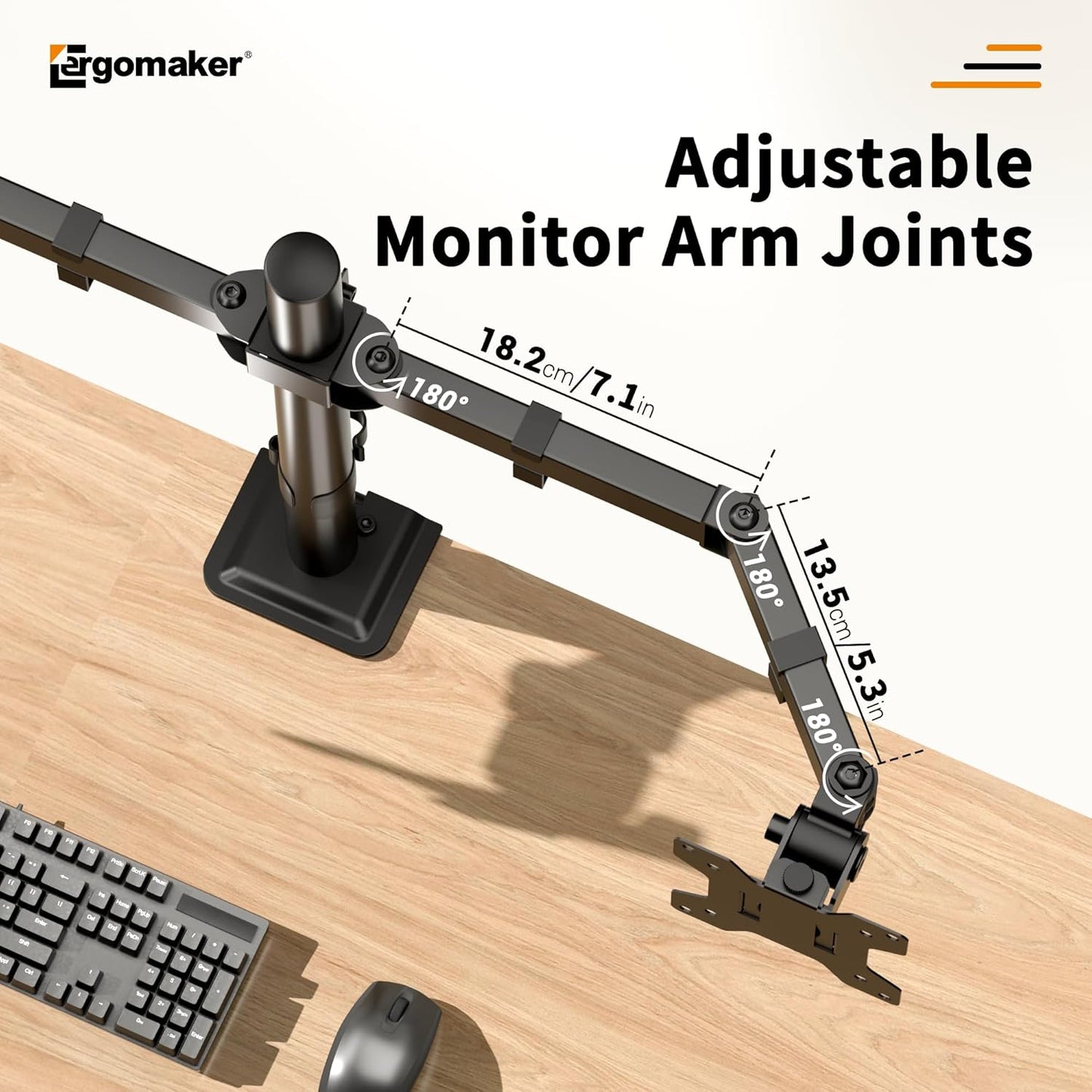 ERGOMAKER Fully Adjustable Monitor Arm for Screens up to 13 Inches Black NEW