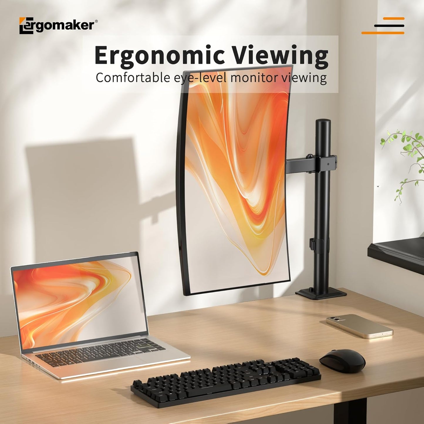 ERGOMAKER Fully Adjustable Monitor Arm for Screens up to 13 Inches Black NEW