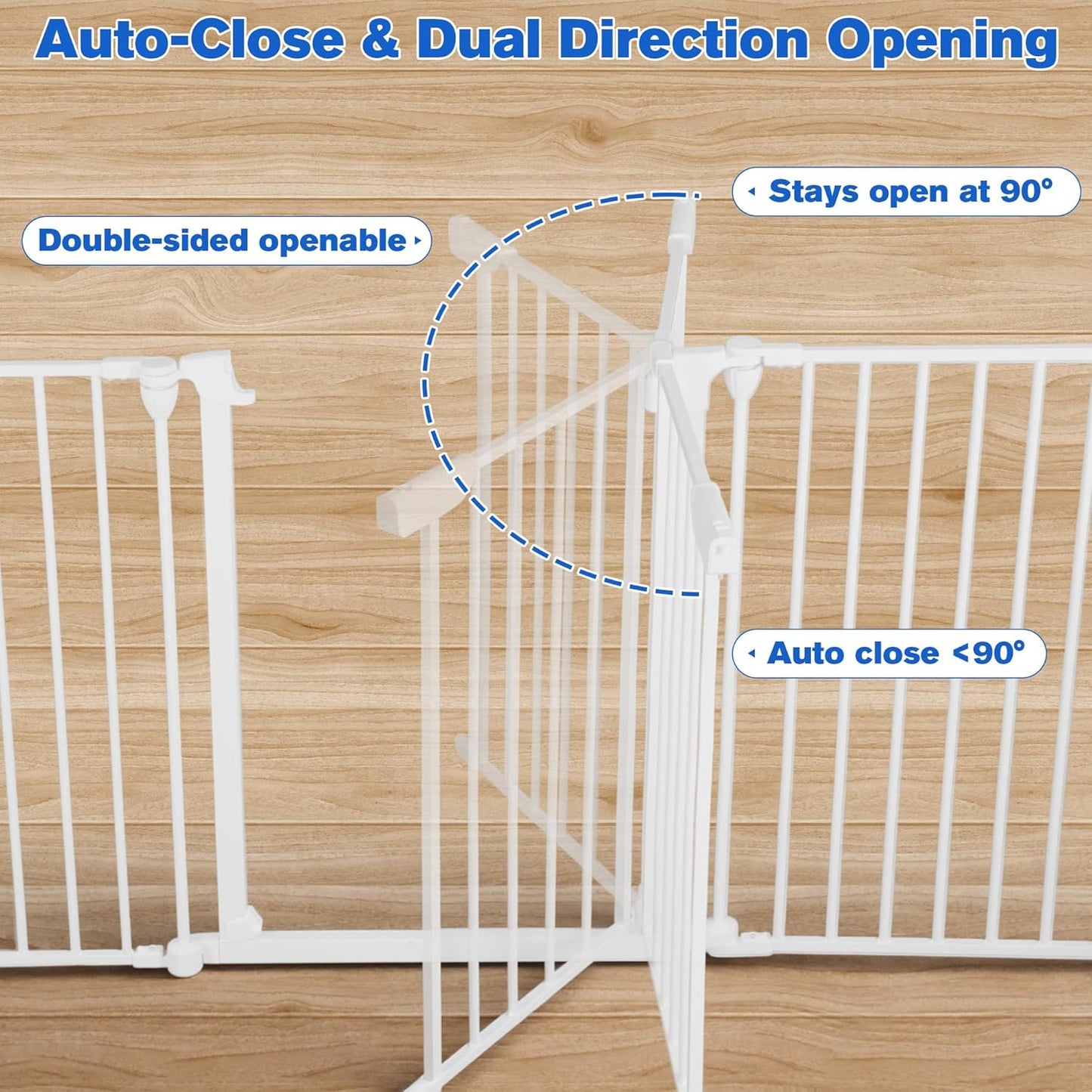 ADVWIN Adjustable Extra Wide Metal Dog Gate with Door, 90-380cm, White NEW