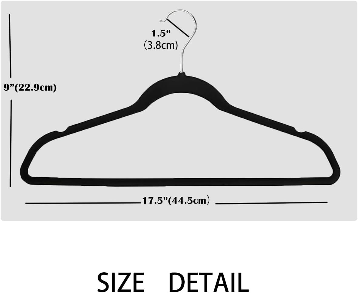 GVICAHIY Velvet Clothes Hangers 50 Pack Non-Slip Heavy Duty Black 44 cm x NEW