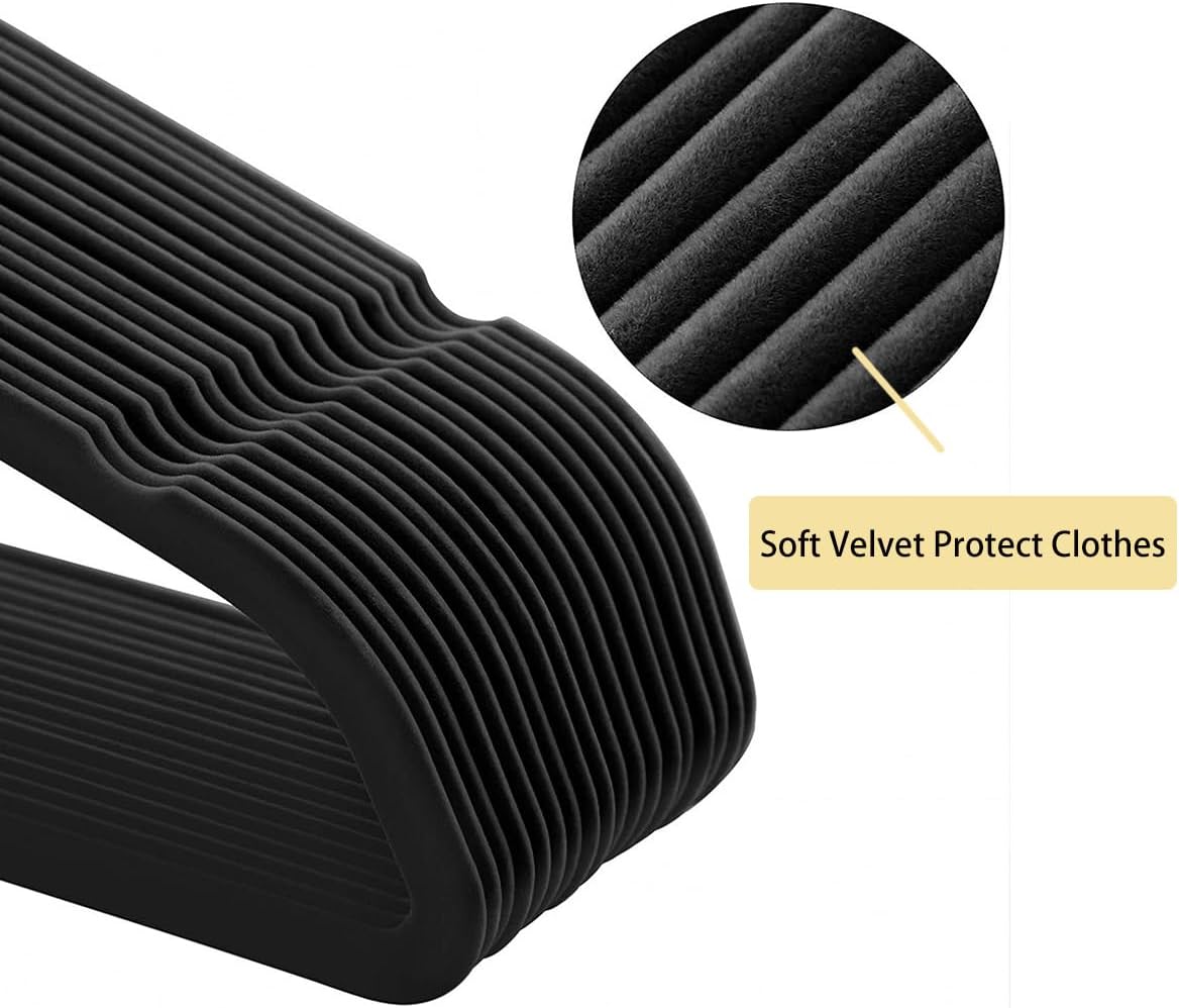 GVICAHIY Velvet Clothes Hangers 50 Pack Non-Slip Heavy Duty Black 44 cm x NEW