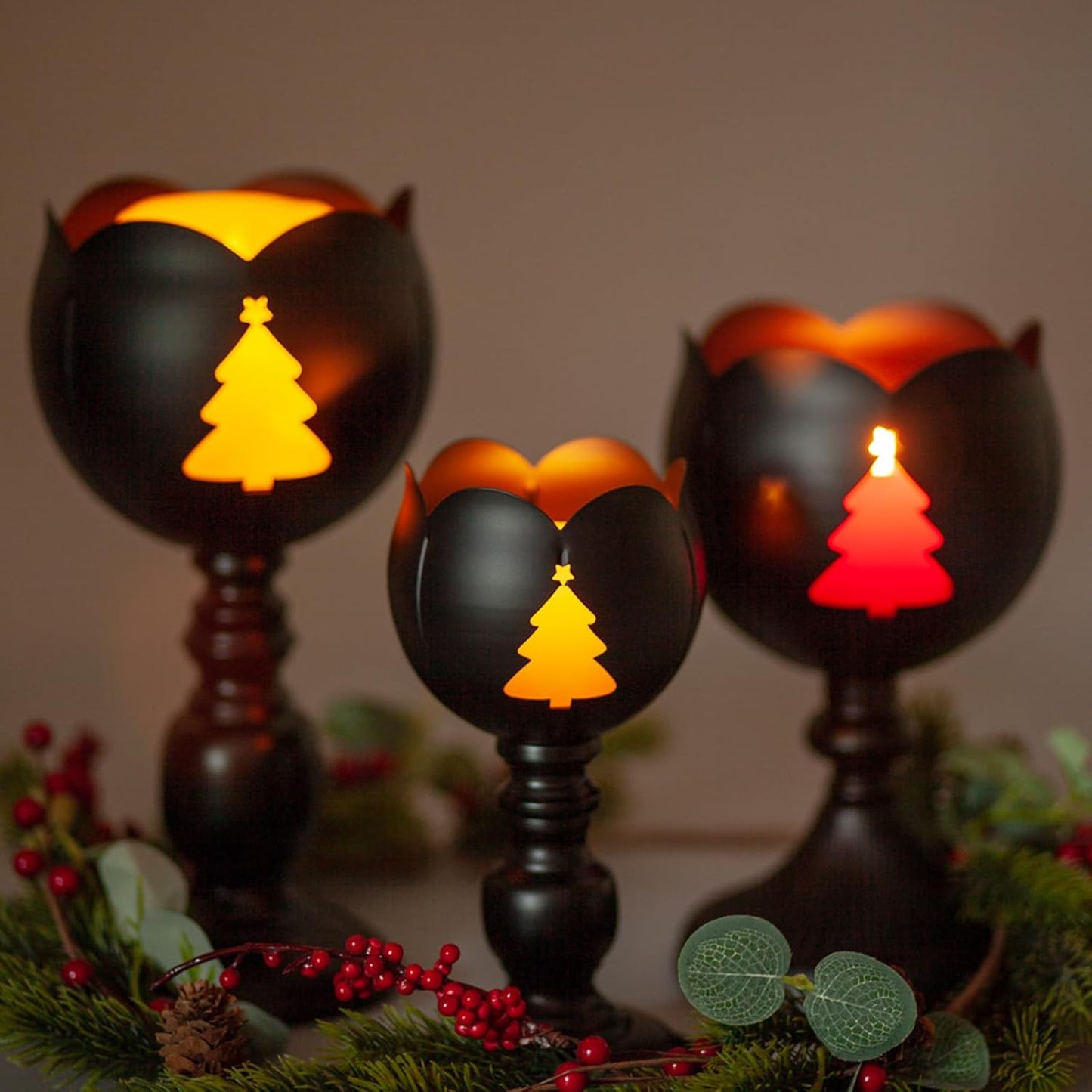 MrMrKura Decorative Black Candle Holders Set of 3 for Dining Table NEW