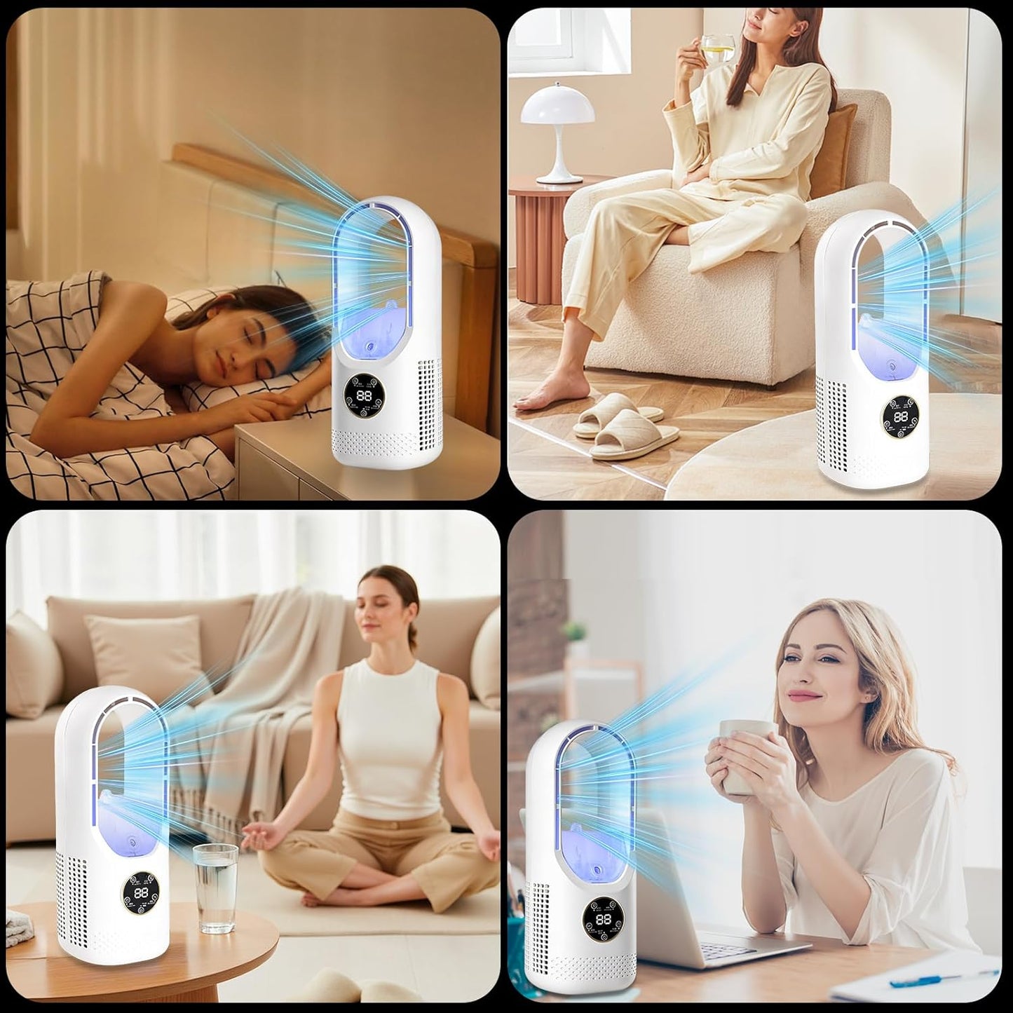 Bigqin Bladeless Desk Fan 6-Speed USB Quiet Personal Humidifier White 11 DEMO