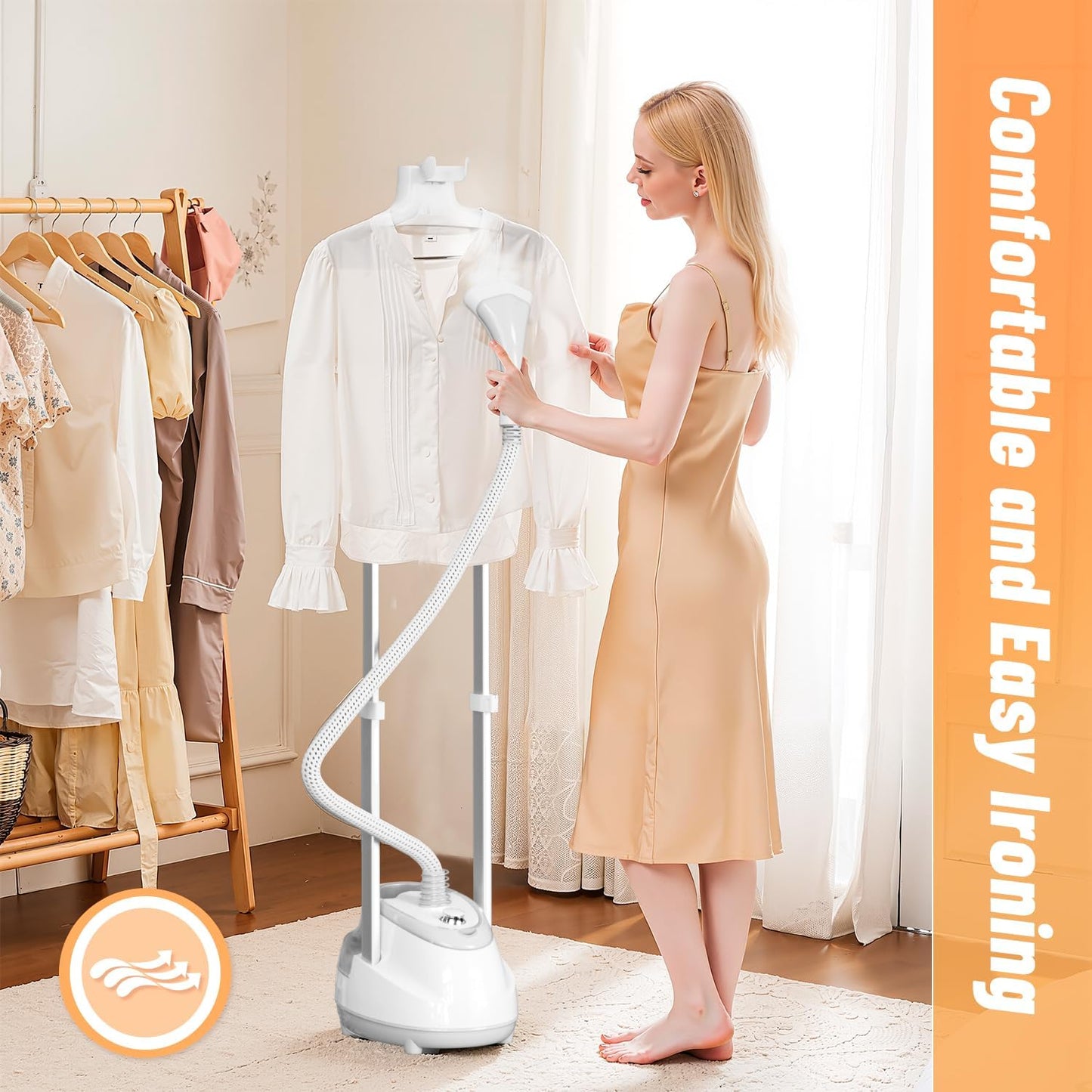 Shanghigh 1800W Adjustable Steam Garment Steamer, White Electric Clothes DEMO