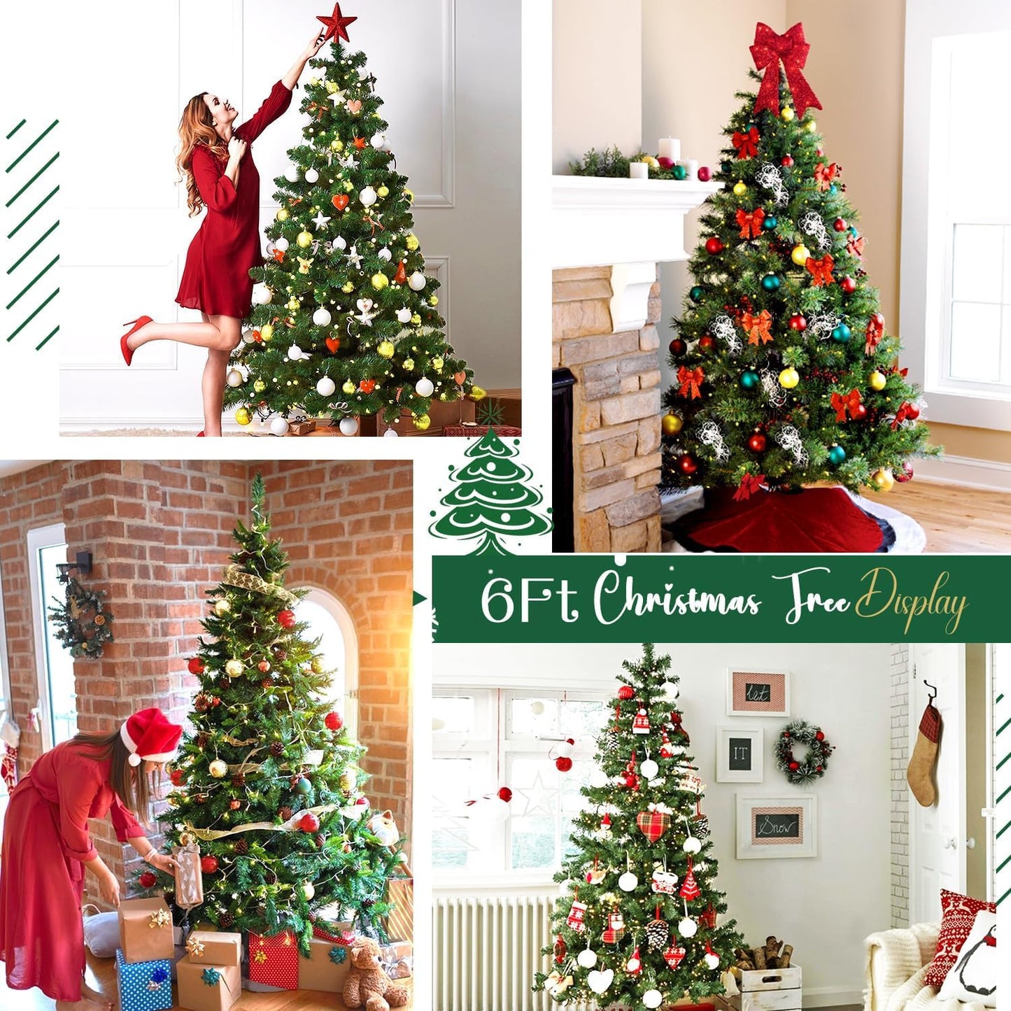 6ft Artificial Trees Green Christmas Tree with Polyvinyl Chloride Needles DEMO