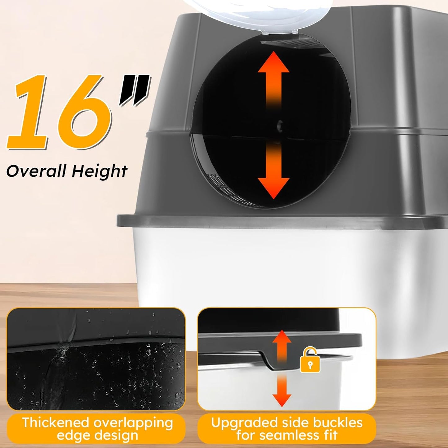 QZTHOU Large Enclosed Stainless Steel Cat Litter Box with Removable Metal NEW
