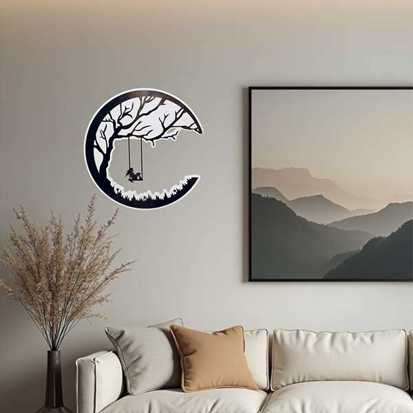 Exquisite Handmade Silver Tree Wall Art on Luxurious Mango Wood for Indoor Outdoor Decor  NEW