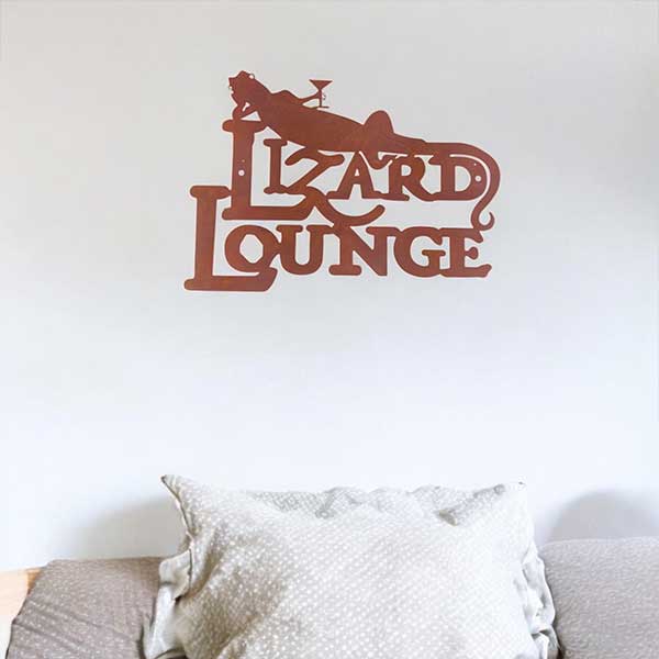 Handmade Lizard Lounge Iron Wall Art Unique Rust Finish NEW