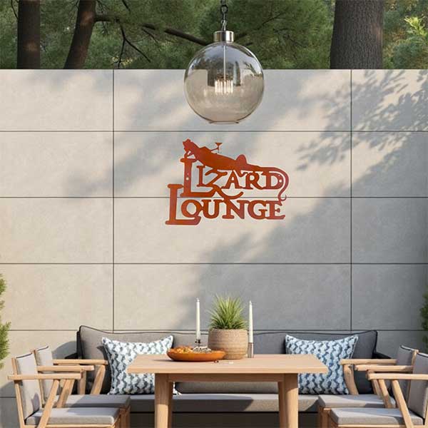 Handmade Lizard Lounge Iron Wall Art Unique Rust Finish NEW