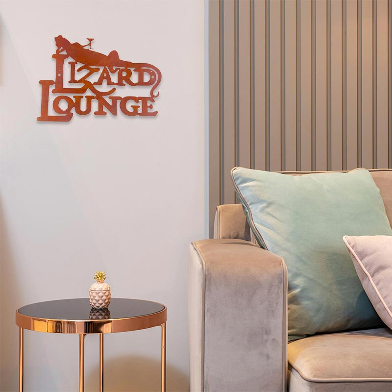Handmade Lizard Lounge Iron Wall Art Unique Rust Finish NEW