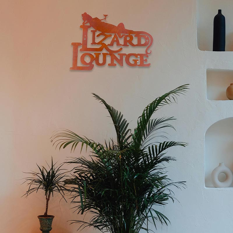 Handmade Lizard Lounge Iron Wall Art Unique Rust Finish NEW